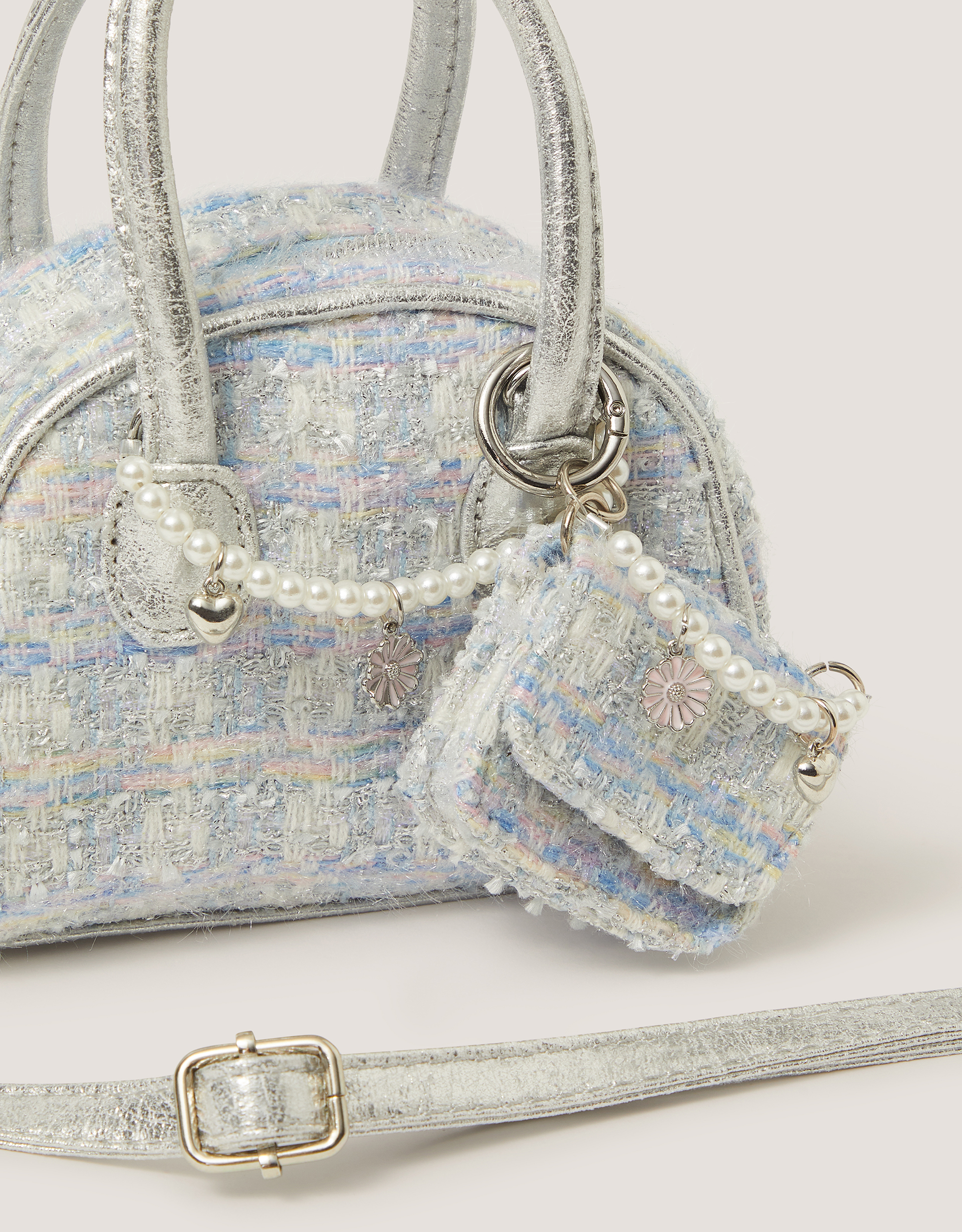 Monsoon Lucy Pearl Charm Bouclé Bag, view 3