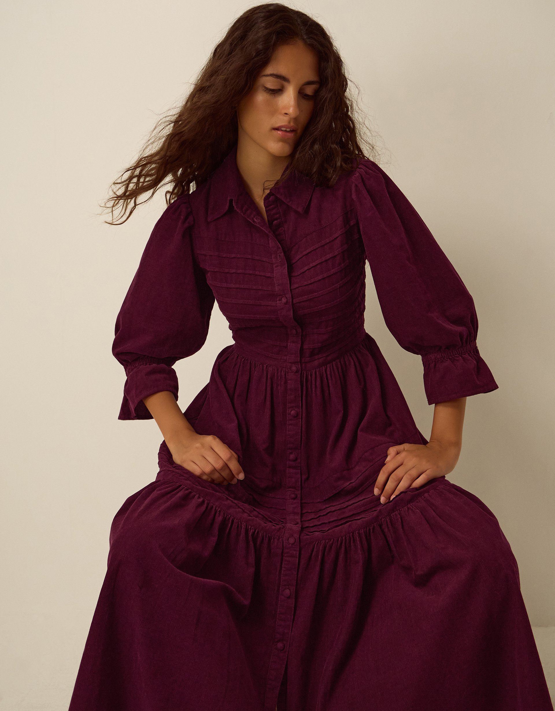 Monsoon Winnie Corduroy Midi Shirt Dress, view 2