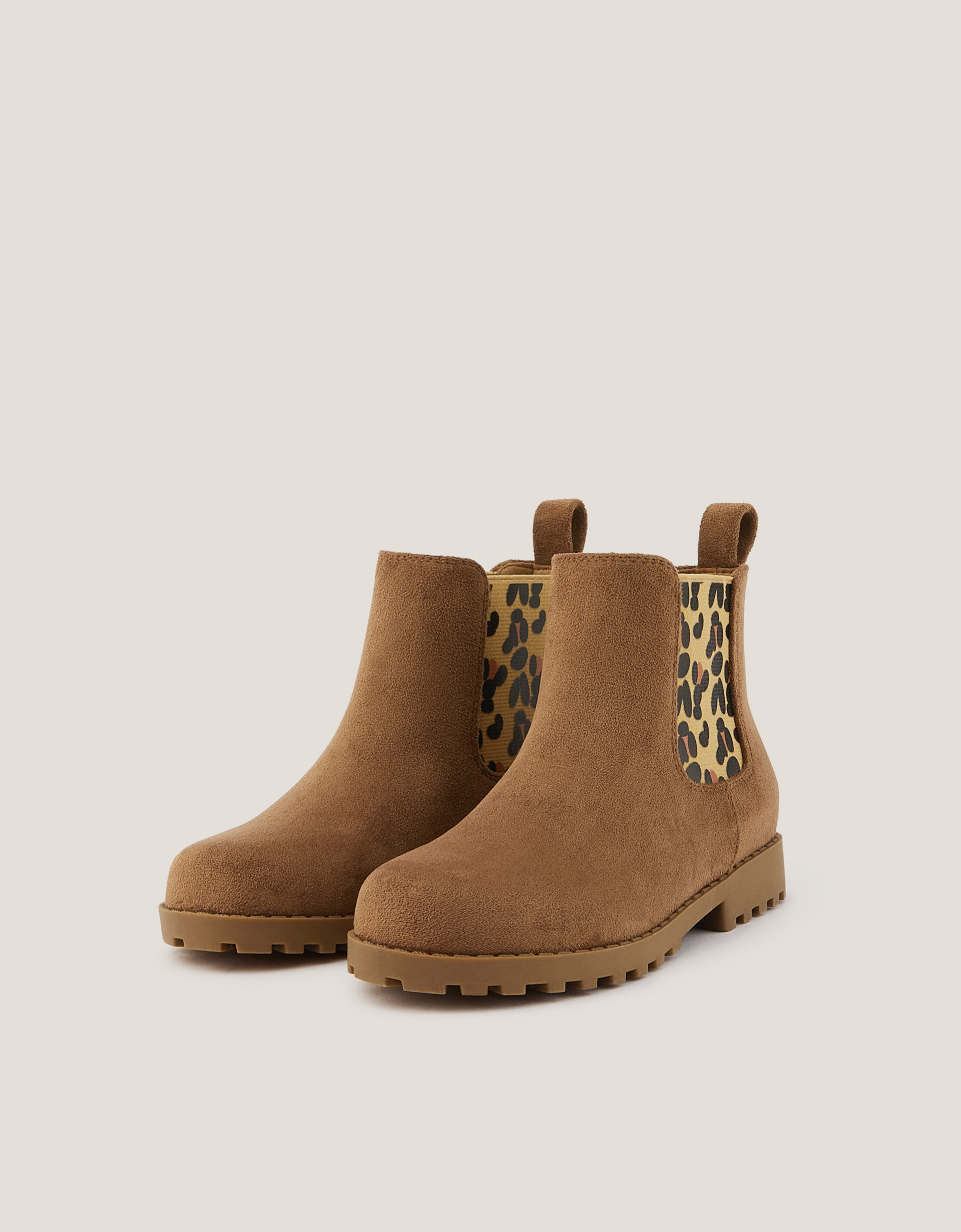 Monsoon Leopard Print Faux Suede Chelsea Boots
