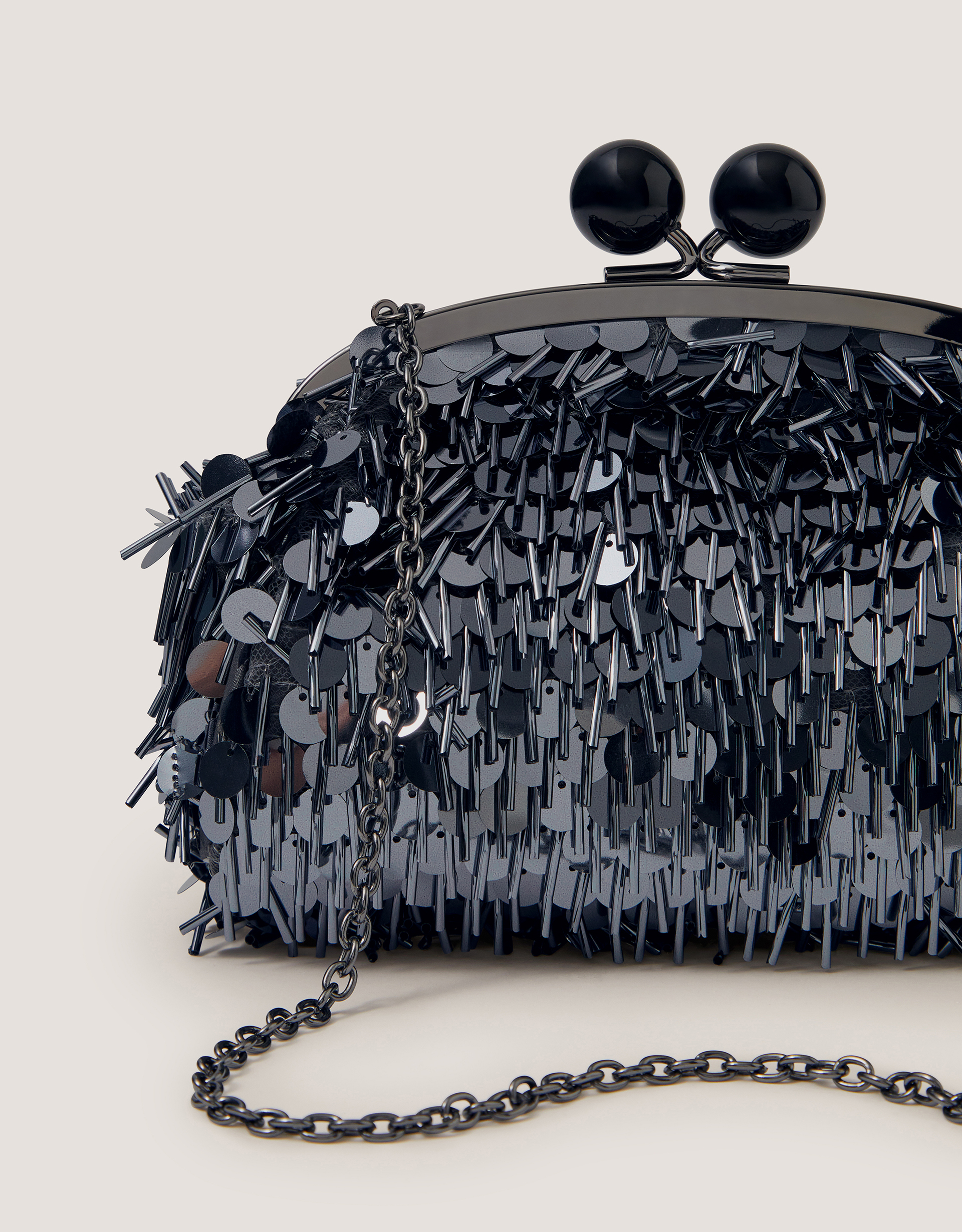 Monsoon Jade Sequin Fringe Clutch Bag, view 4