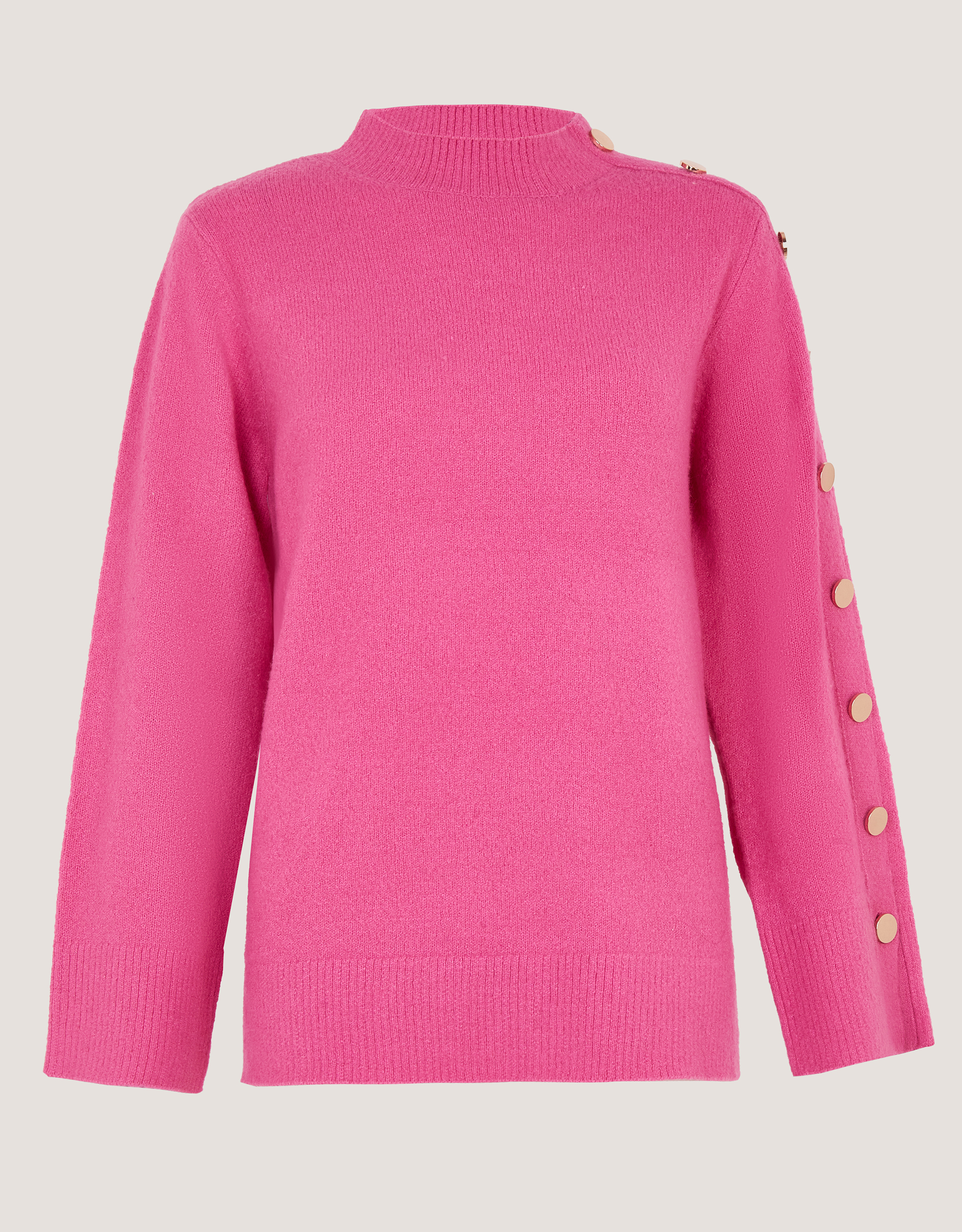Monsoon Breda Funnel Neck Button Jumper, view 4