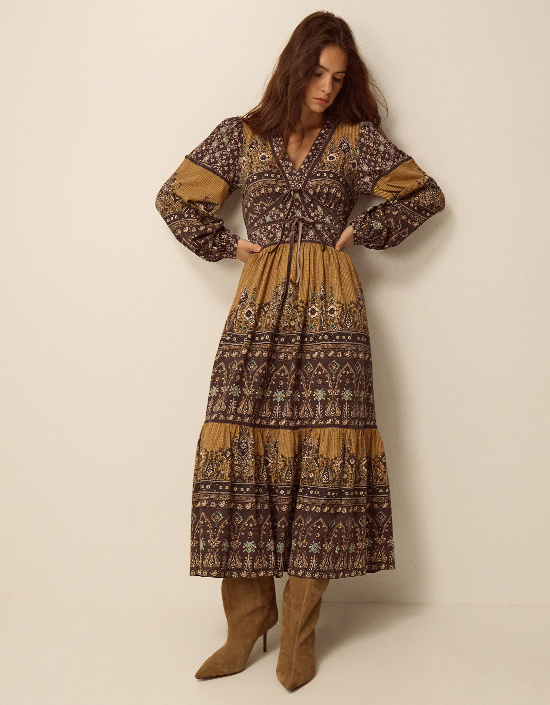 Monsoon Branwen Floral Print Jersey Midi Dress, view 2