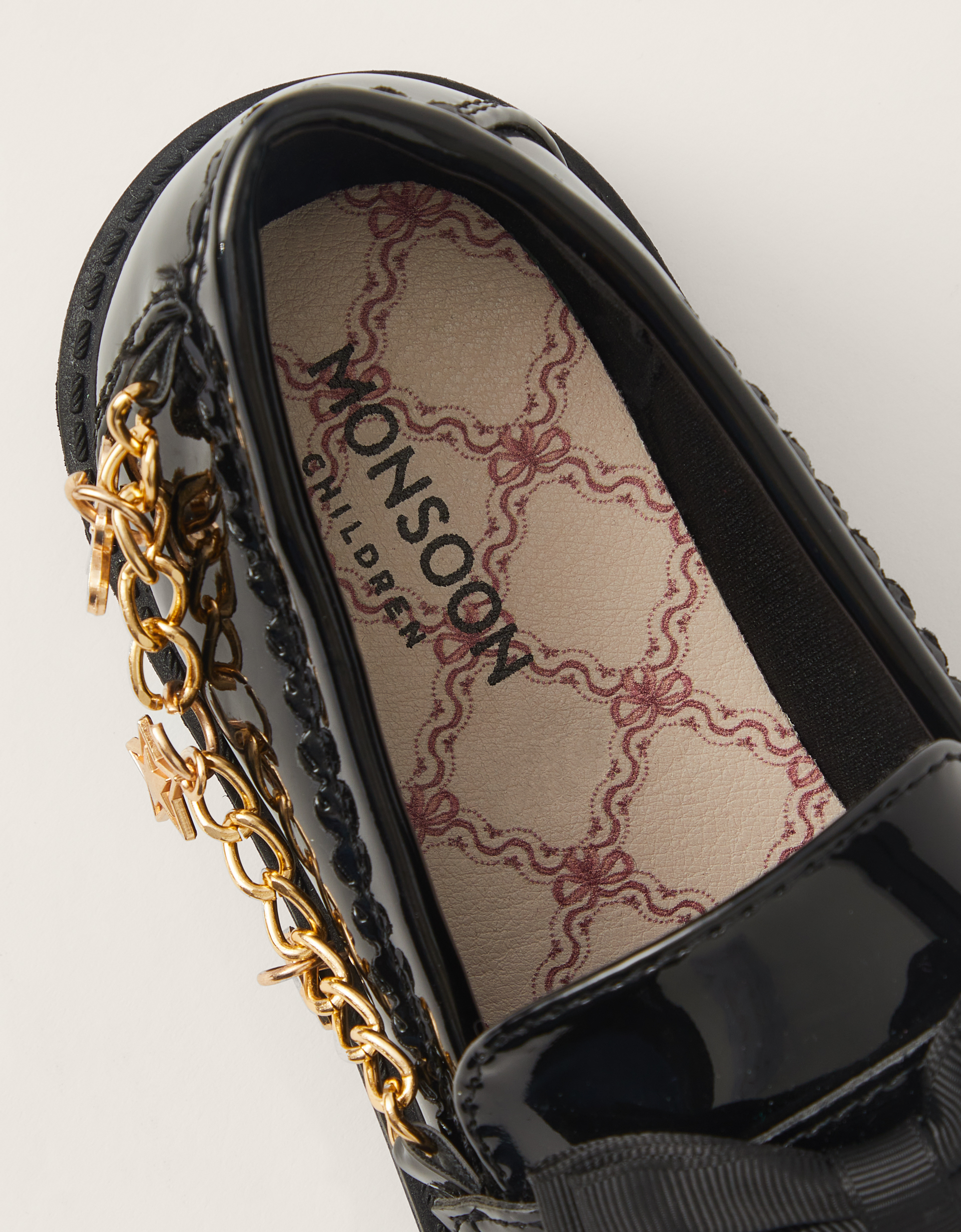 Monsoon Heart Patent Loafer School Shoes, view 4