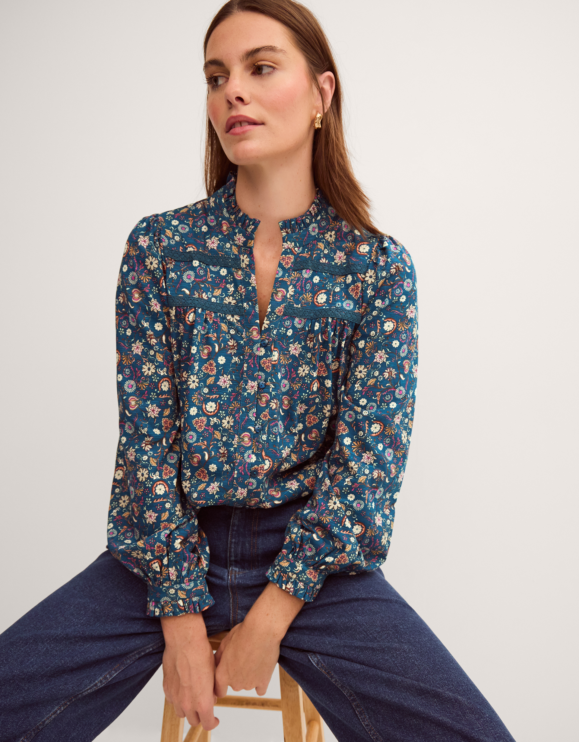 Monsoon Francine Floral Jersey Blouse