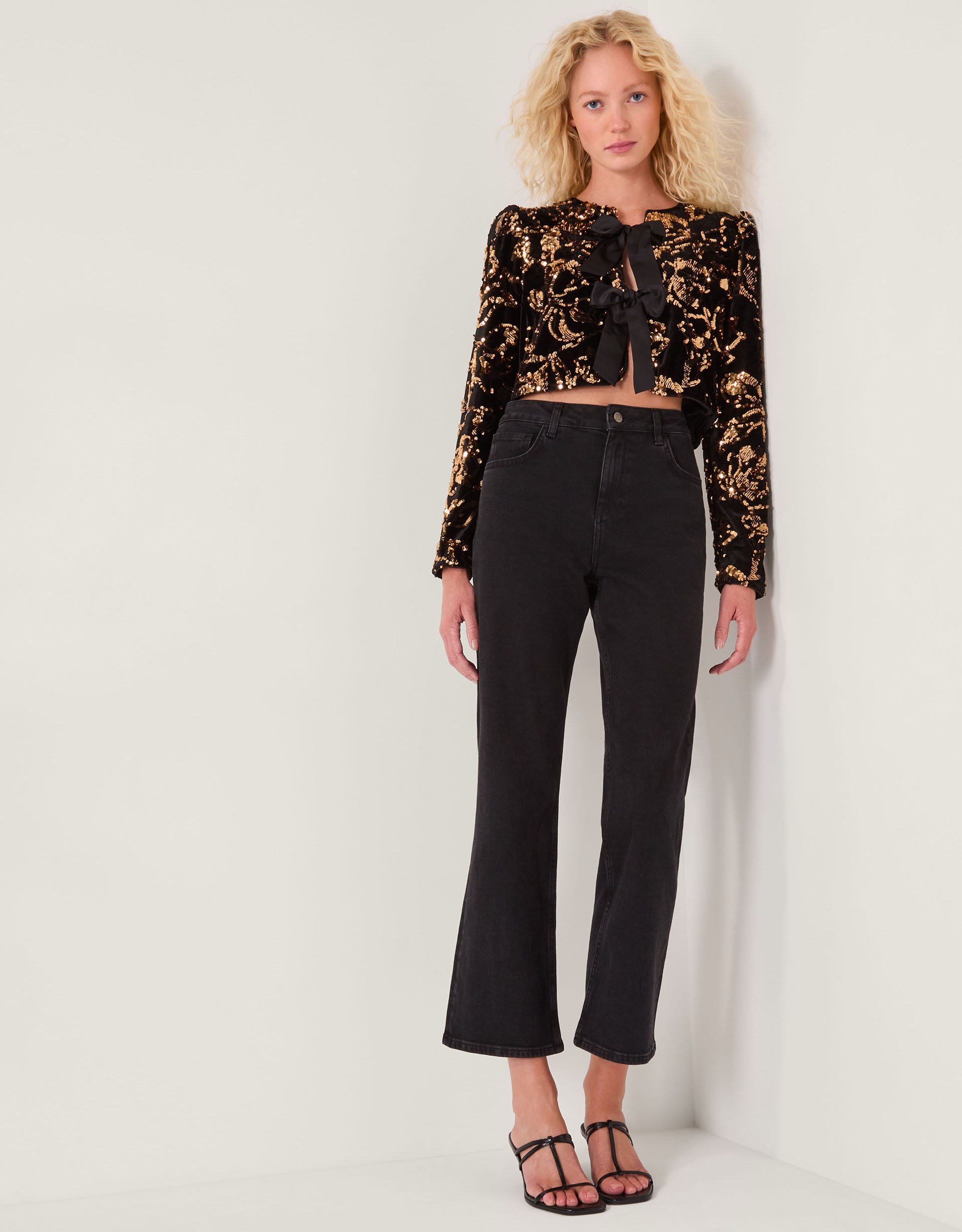 Monsoon Shola Sequin Bow Jacket, view 2