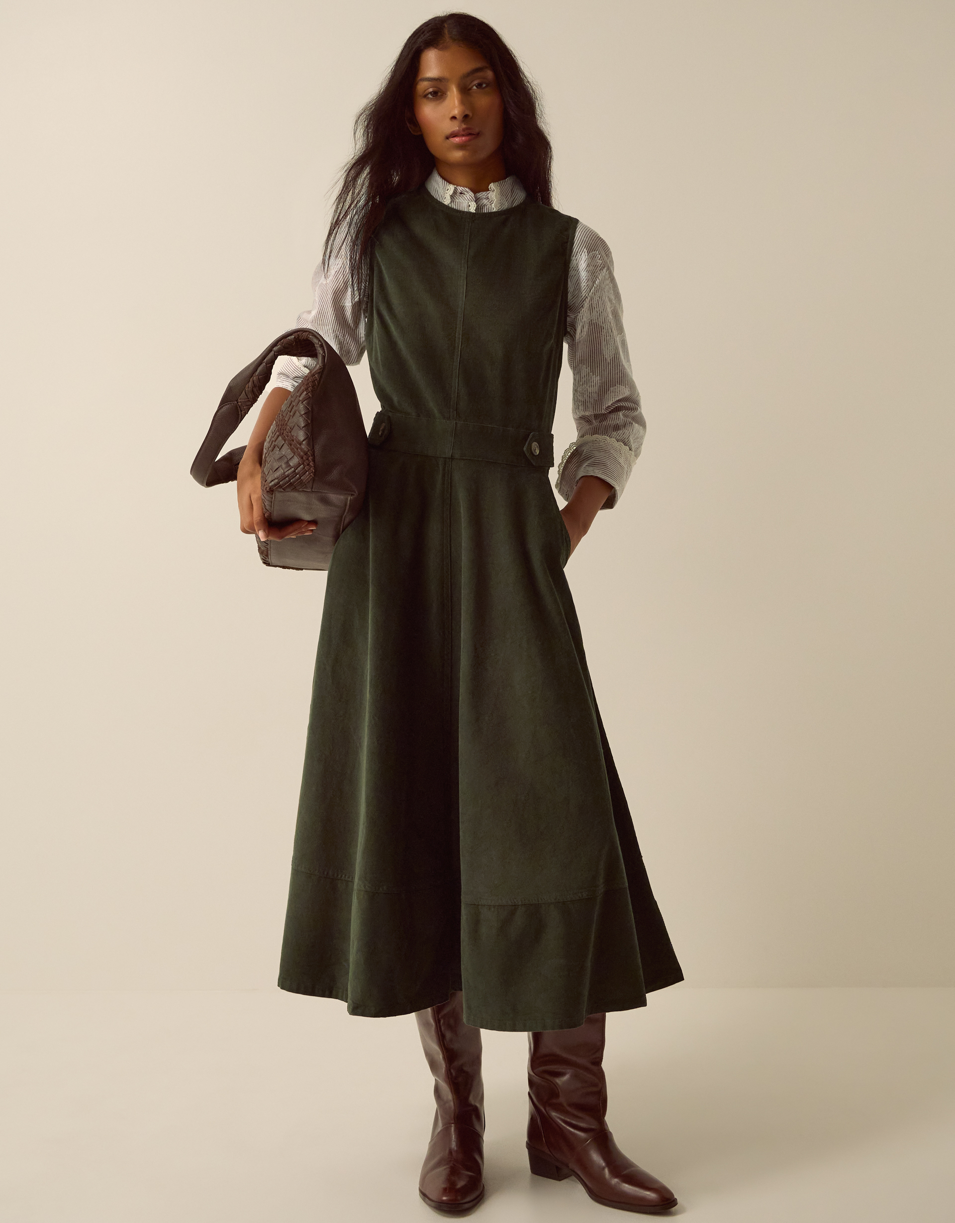 Monsoon Ella Sleeveless Corduroy Midi Dress
