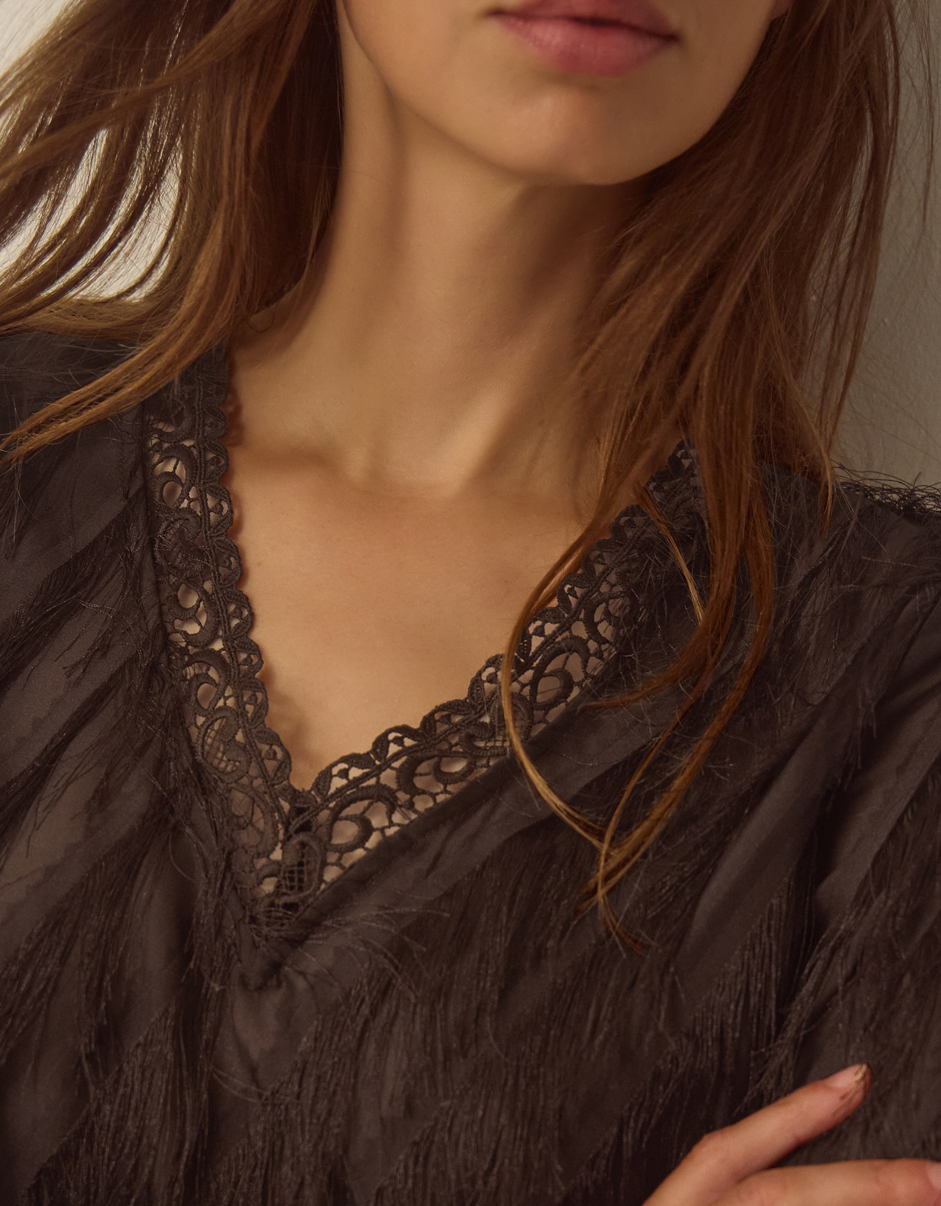 Monsoon Tawn V-Neck Fringe Top, view 2