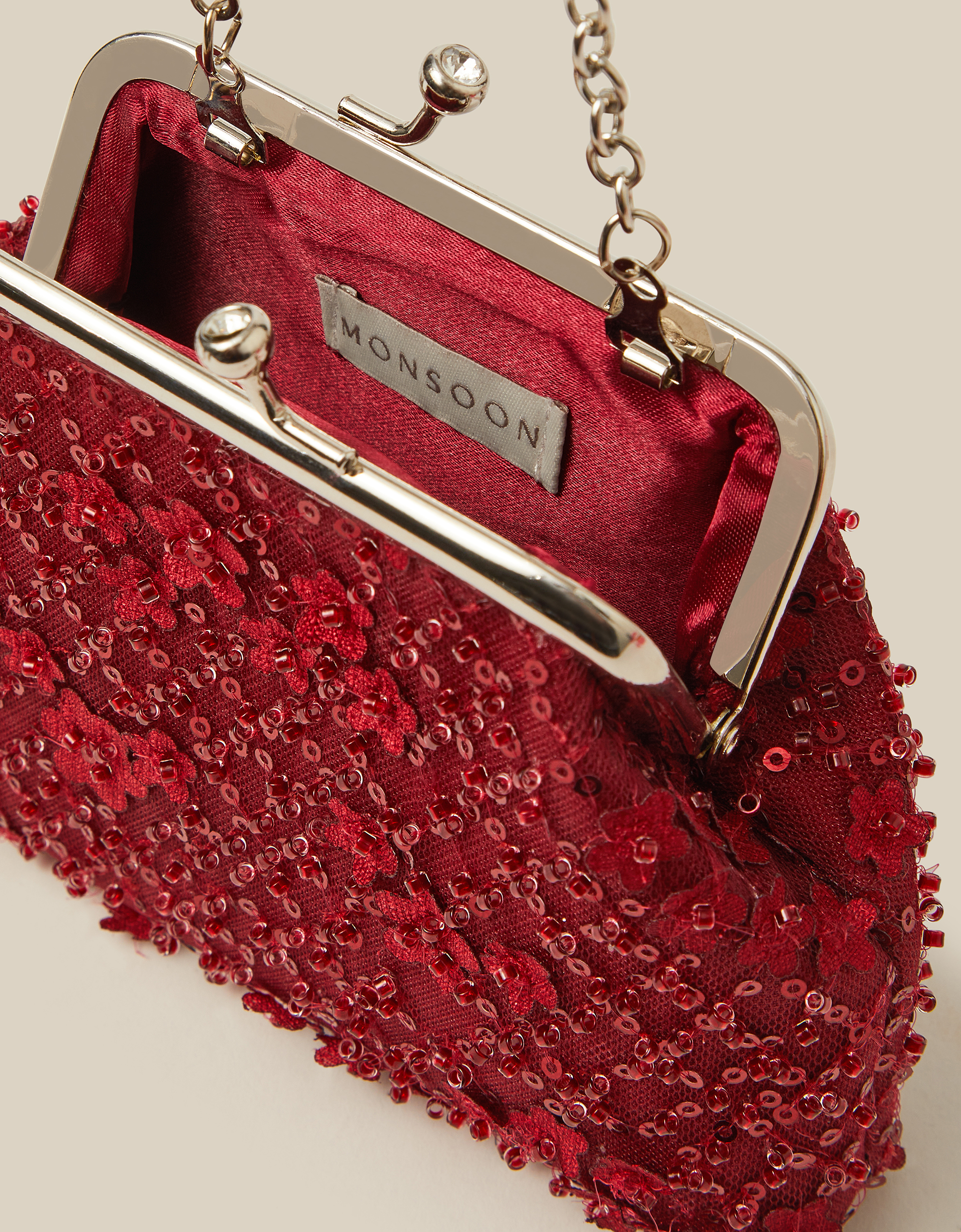 Monsoon Taylor Beaded Bag in Red, view 3