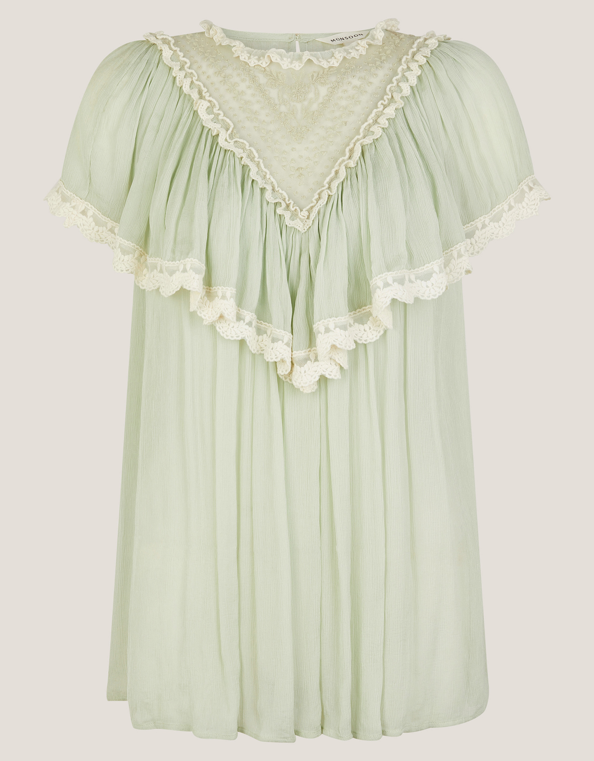 Monsoon Maria Sheer Lace Ruffle Top, view 5