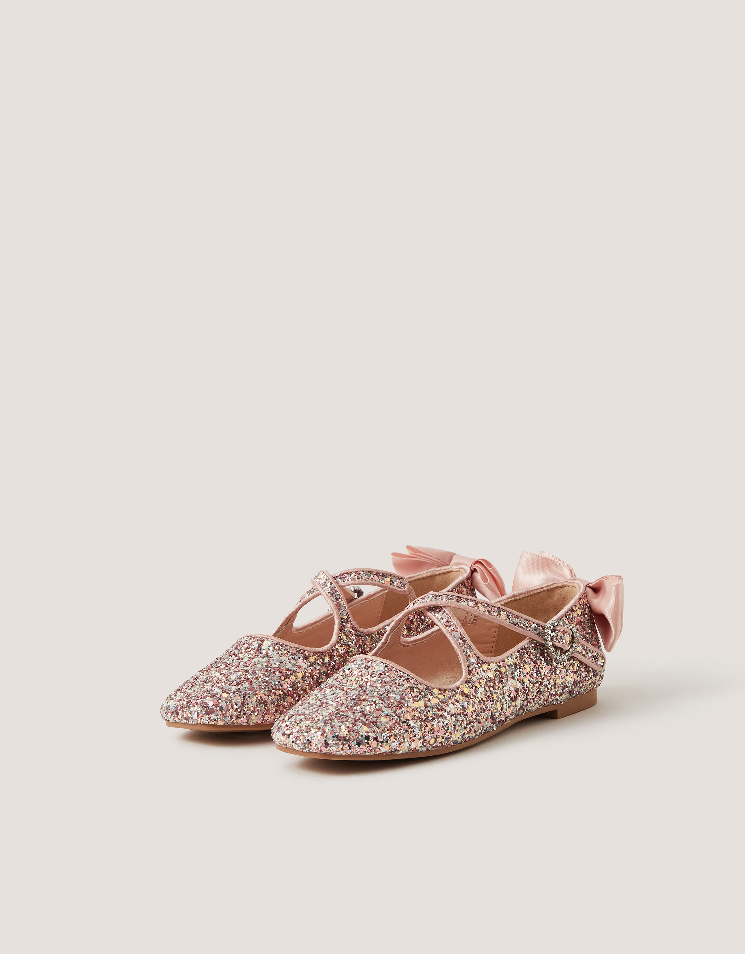 Monsoon Glitter Bow Mary Jane Ballet Flats
