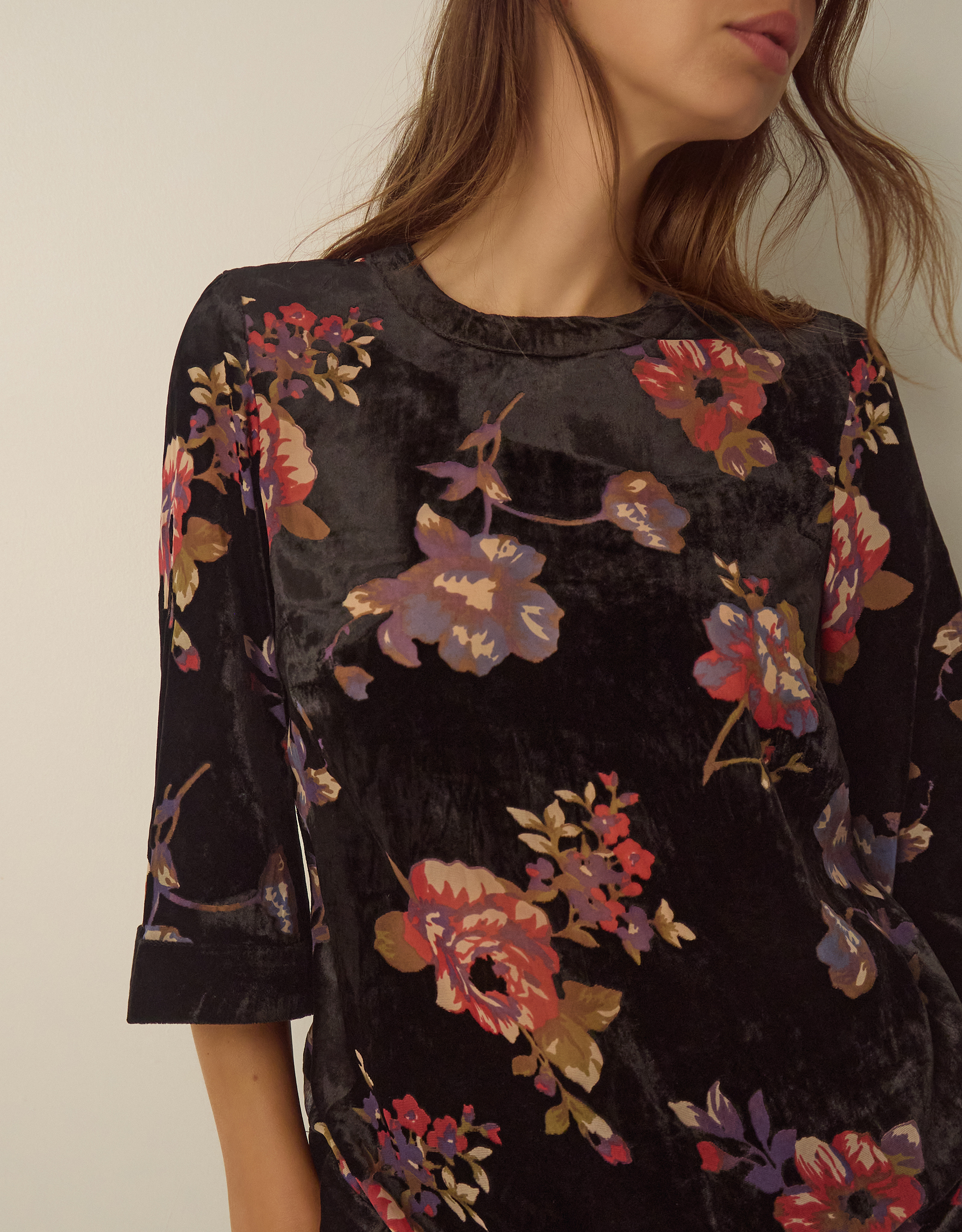 Monsoon Abril Floral Devoré Velvet Top, view 2
