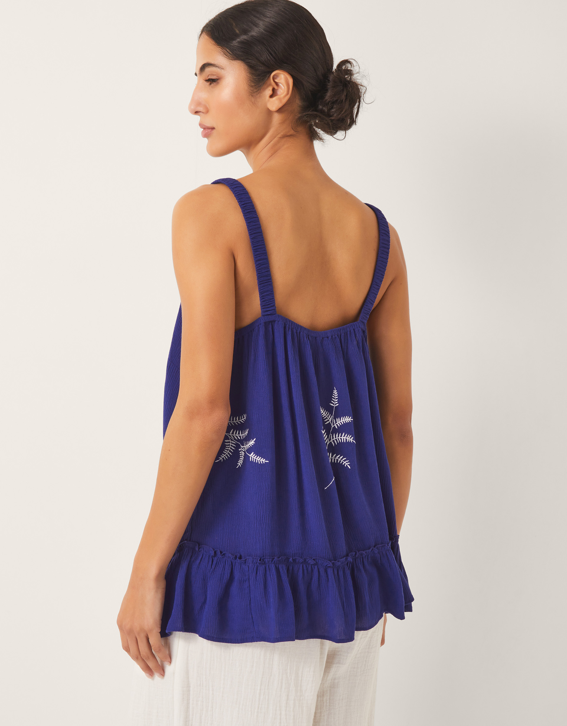 Monsoon Fern Embroidered Crinkle Cami Top, view 3