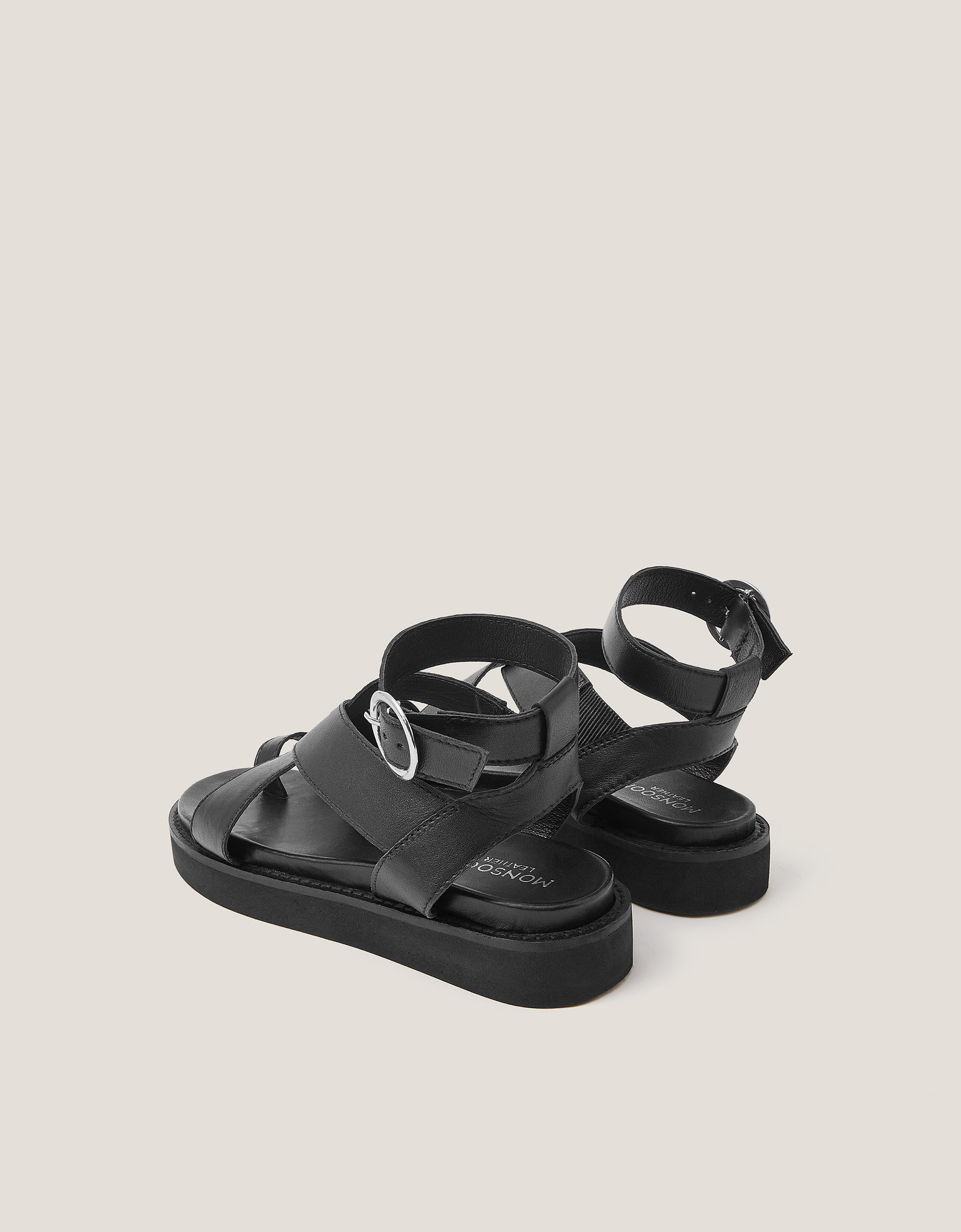 Monsoon Ivy Toe Strap Crossover Leather Sandals, view 3