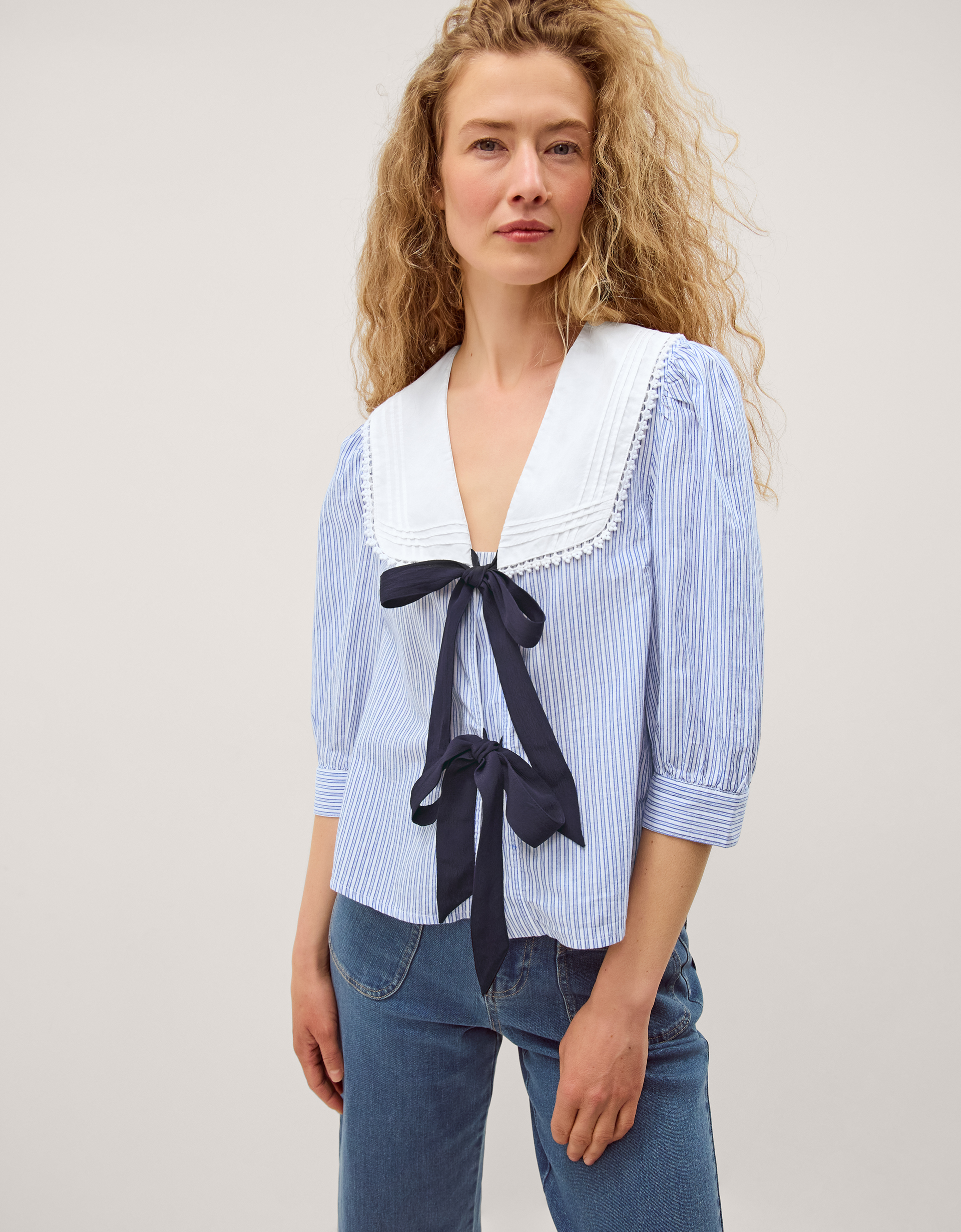 Monsoon Xenia Tie Front Stripe Blouse