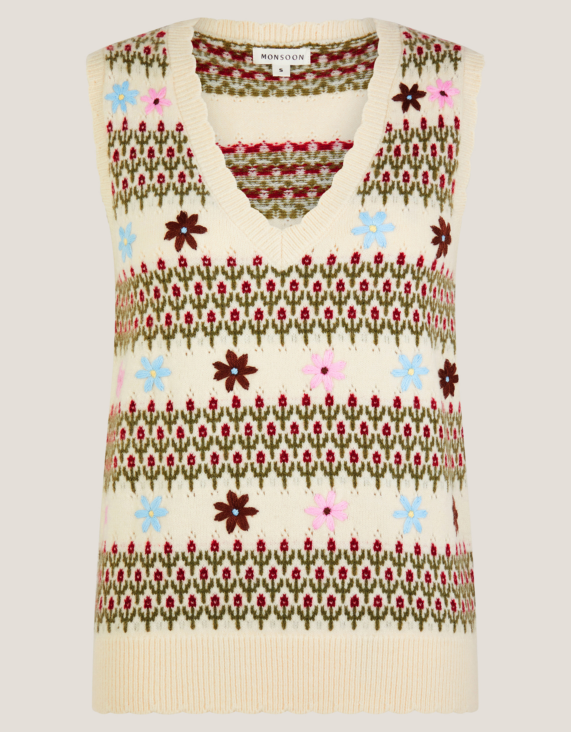 Monsoon Ella Floral Knitted Vest, view 5