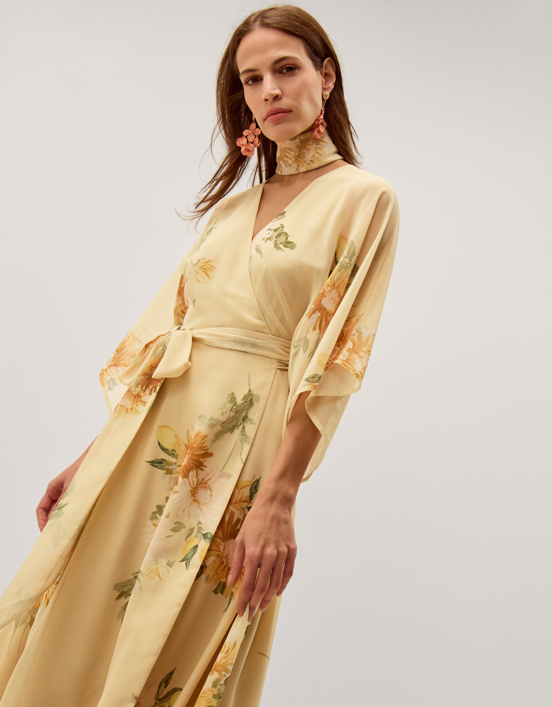 Monsoon Sukhi Sunflower Midi Wrap Dress, view 5