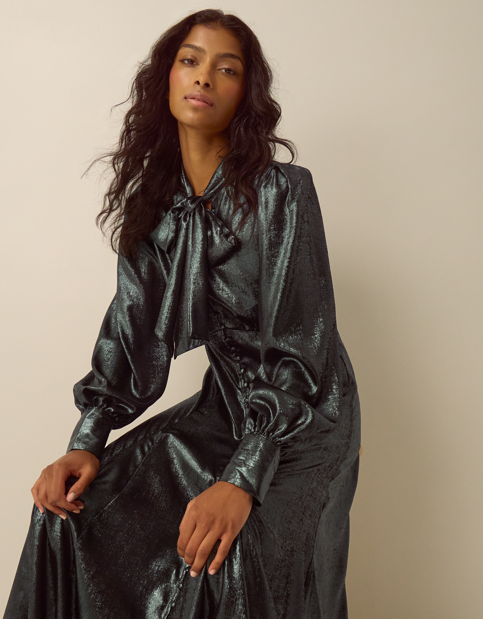 Monsoon Madelyn Metallic Midi Dress, view 4