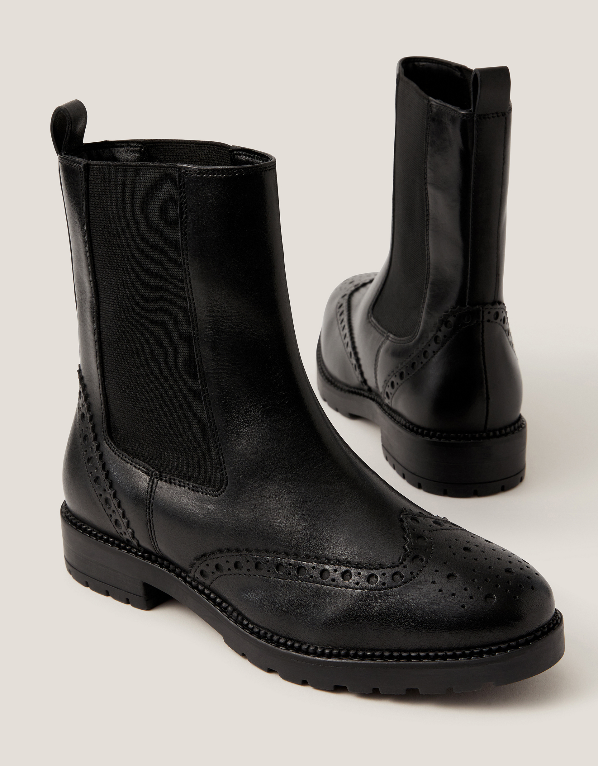 Monsoon Eli Brogue Leather Chelsea Boots