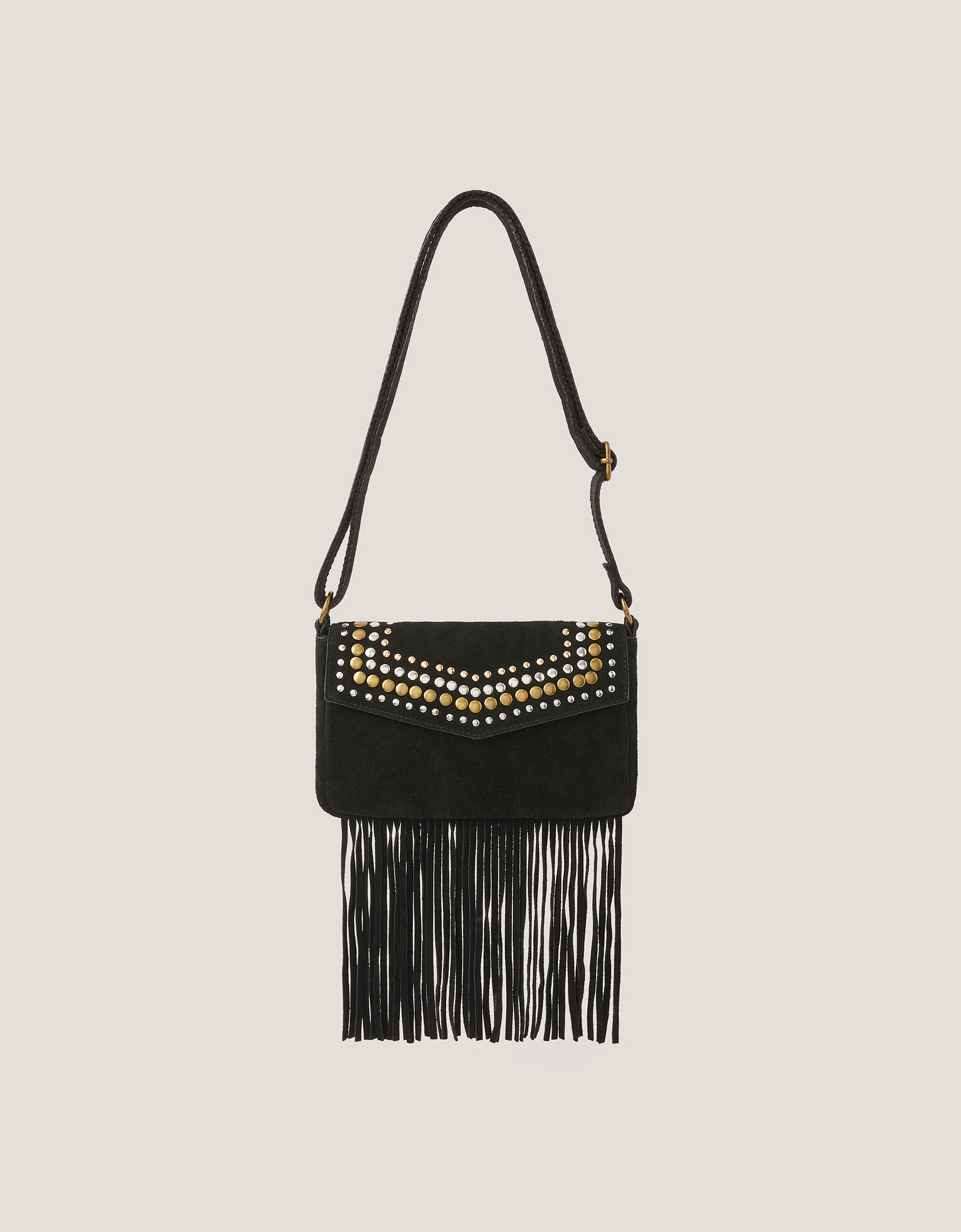 Monsoon Zora Suede Fringe Crossbody Bag