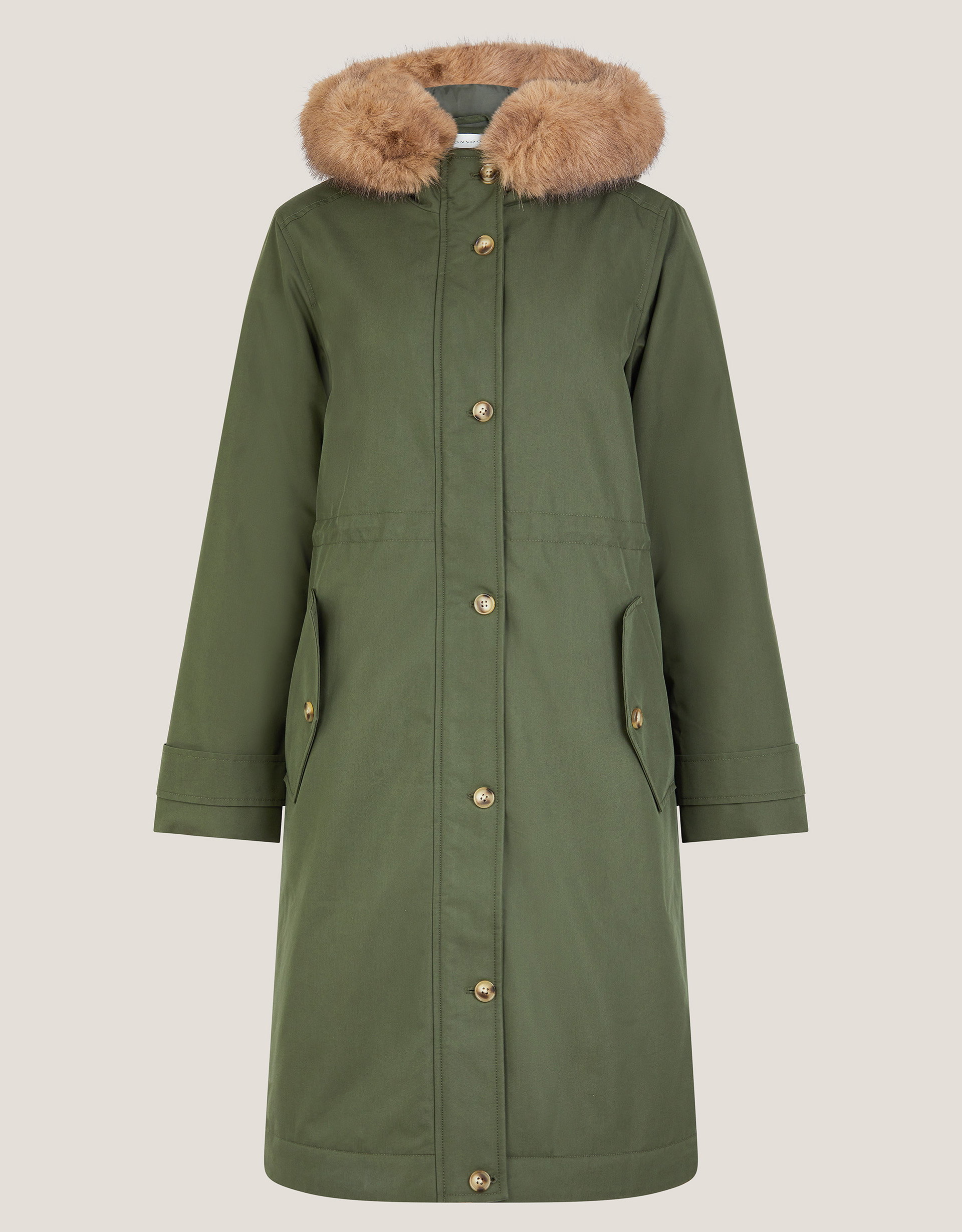 Monsoon Paula Faux Fur Parka Coat, view 5