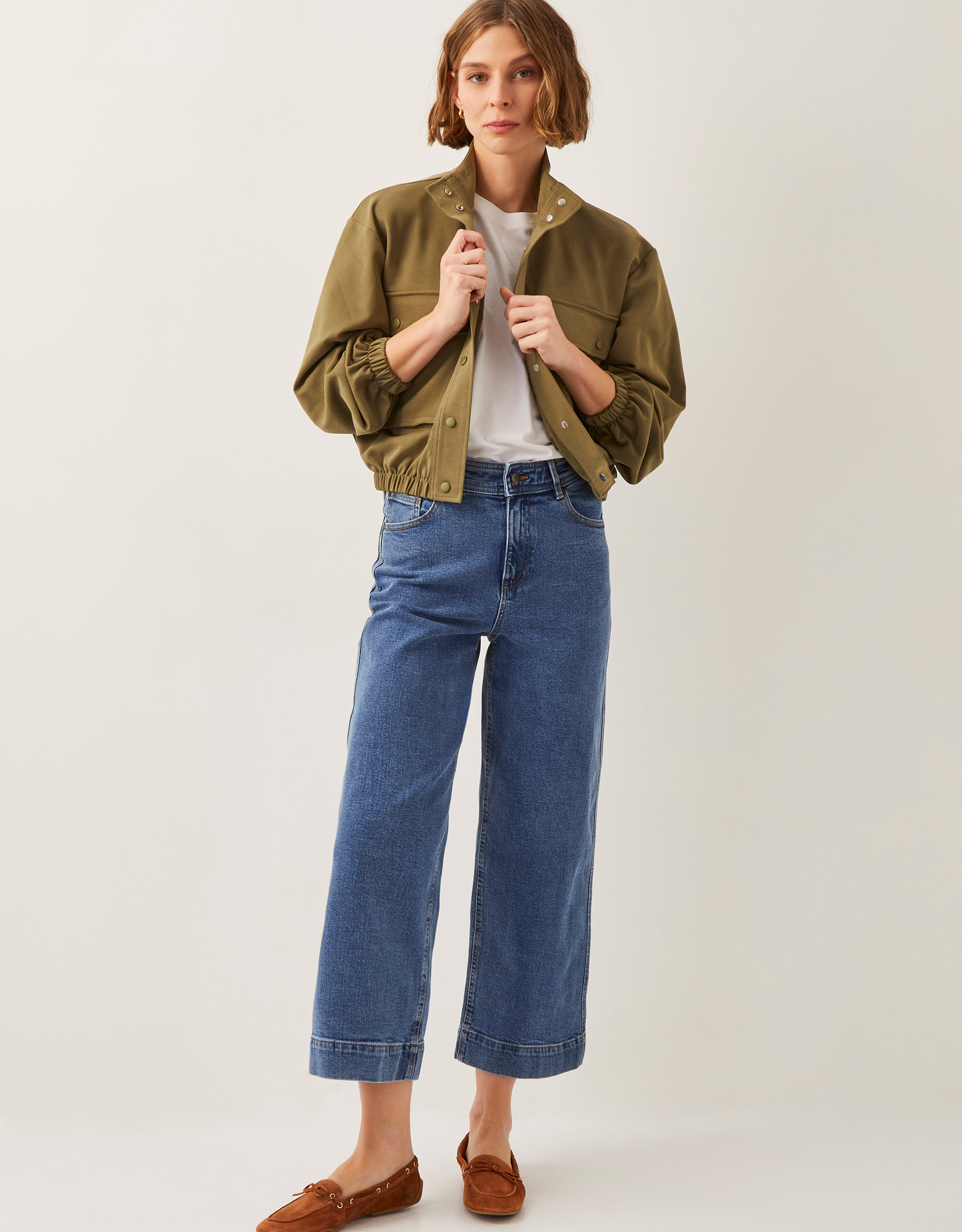 Monsoon Hallie Regular Crop Wide Leg Jeans in Blue
