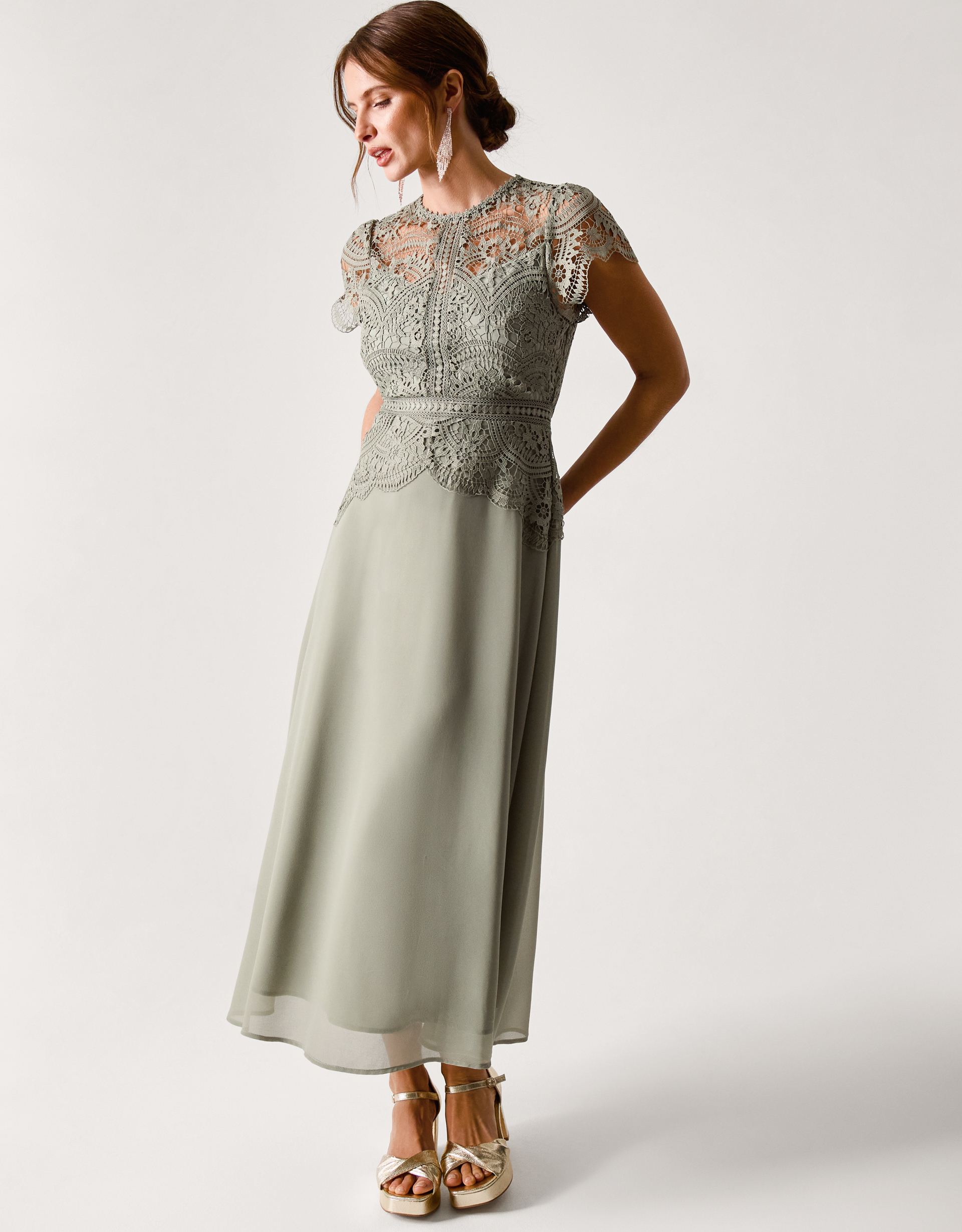 Monsoon Monica Lace Midi Bridesmaid Dress