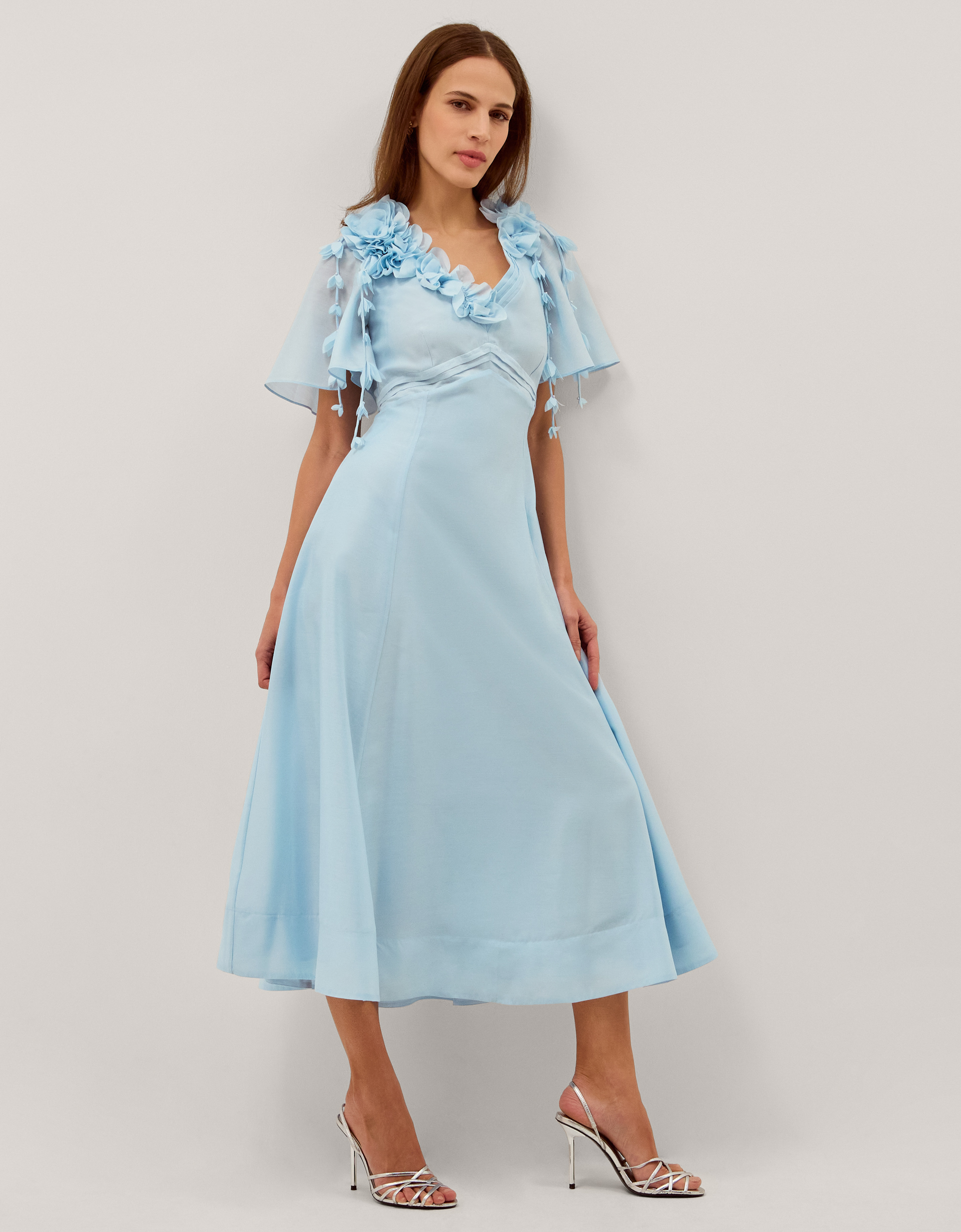 Monsoon Clarissa Floral Appliqué Midi Dress