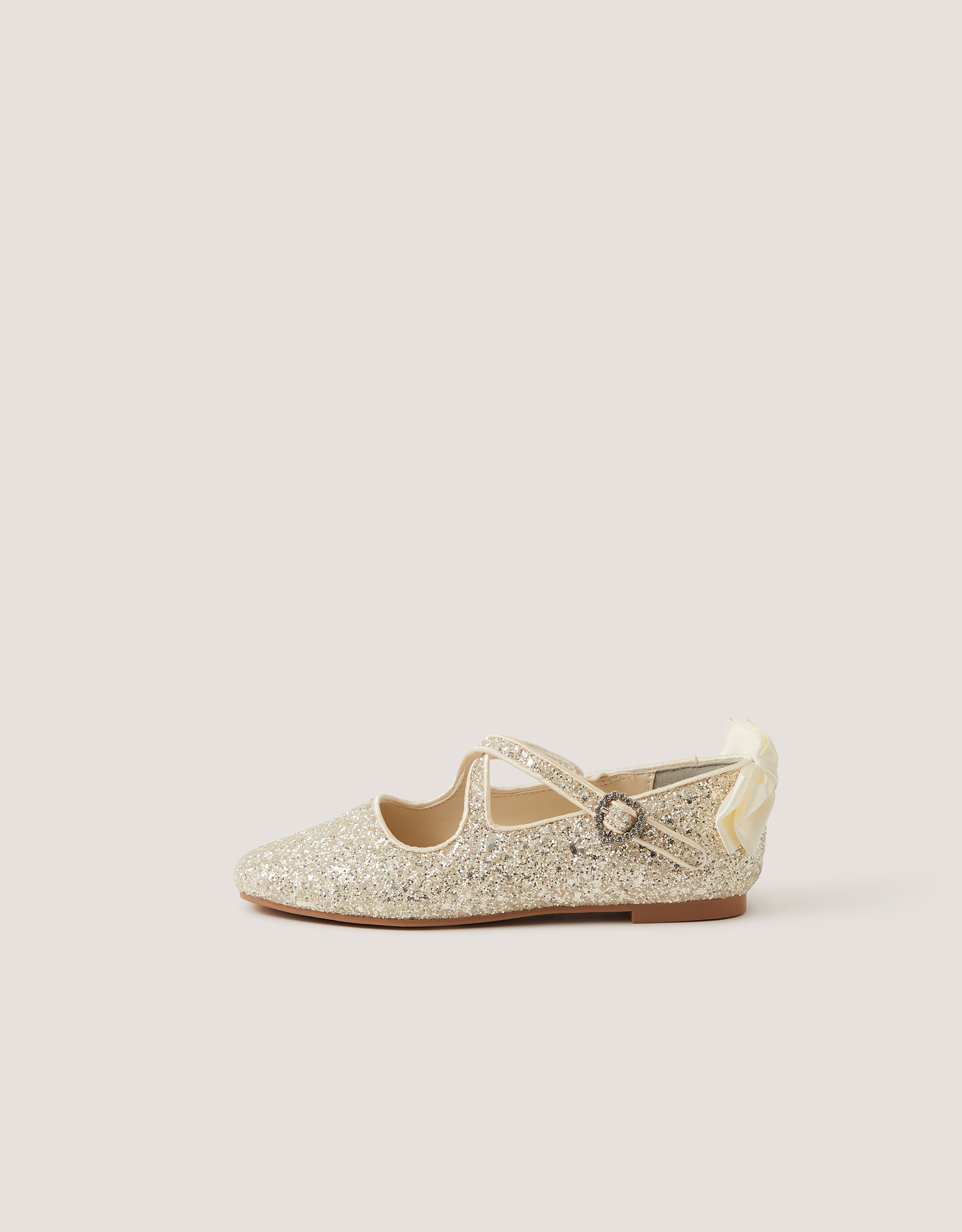 Monsoon Glitter Mary Jane Ballet Flats in Ivory, view 2