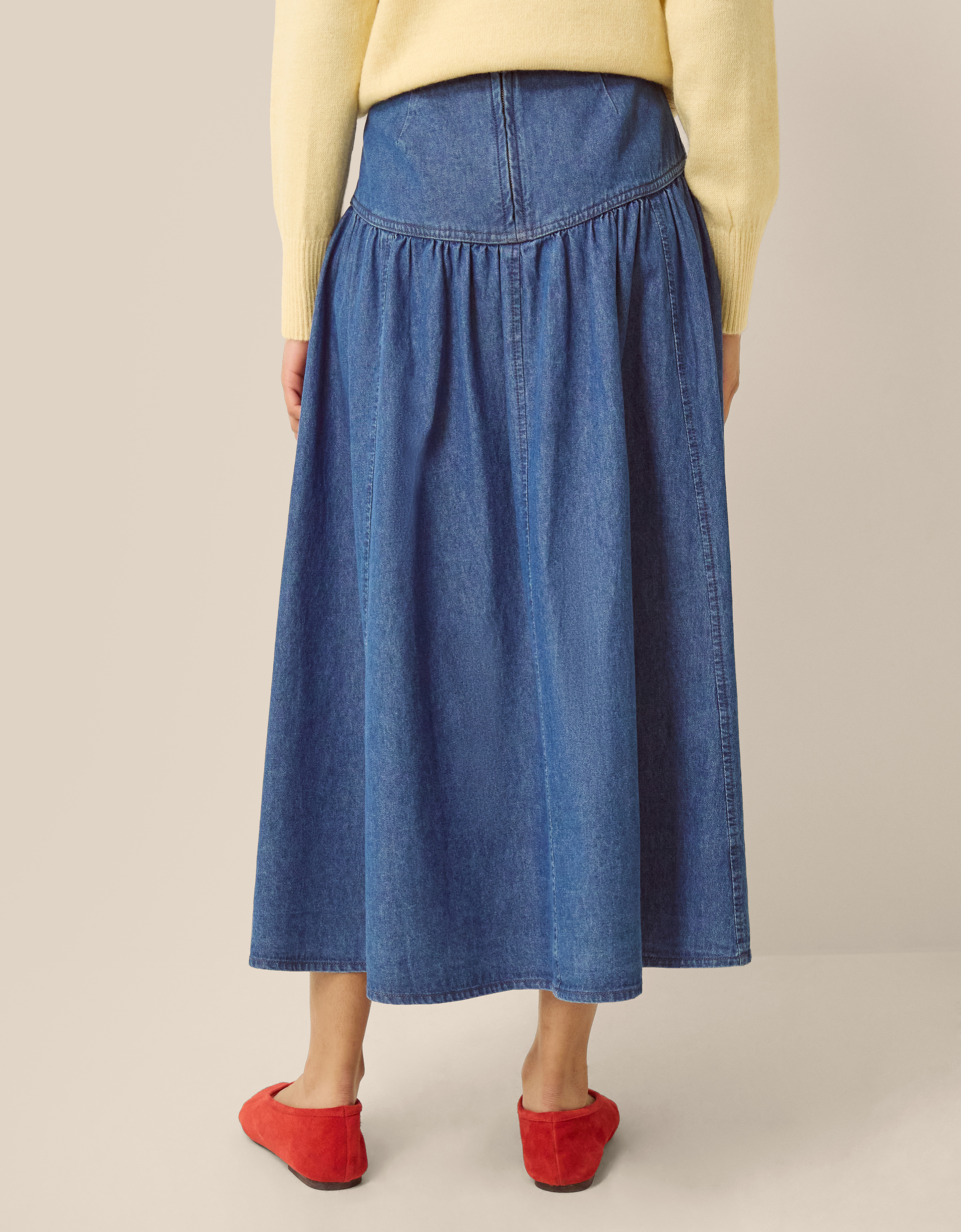 Monsoon Paloma Denim Midi Skirt, view 3
