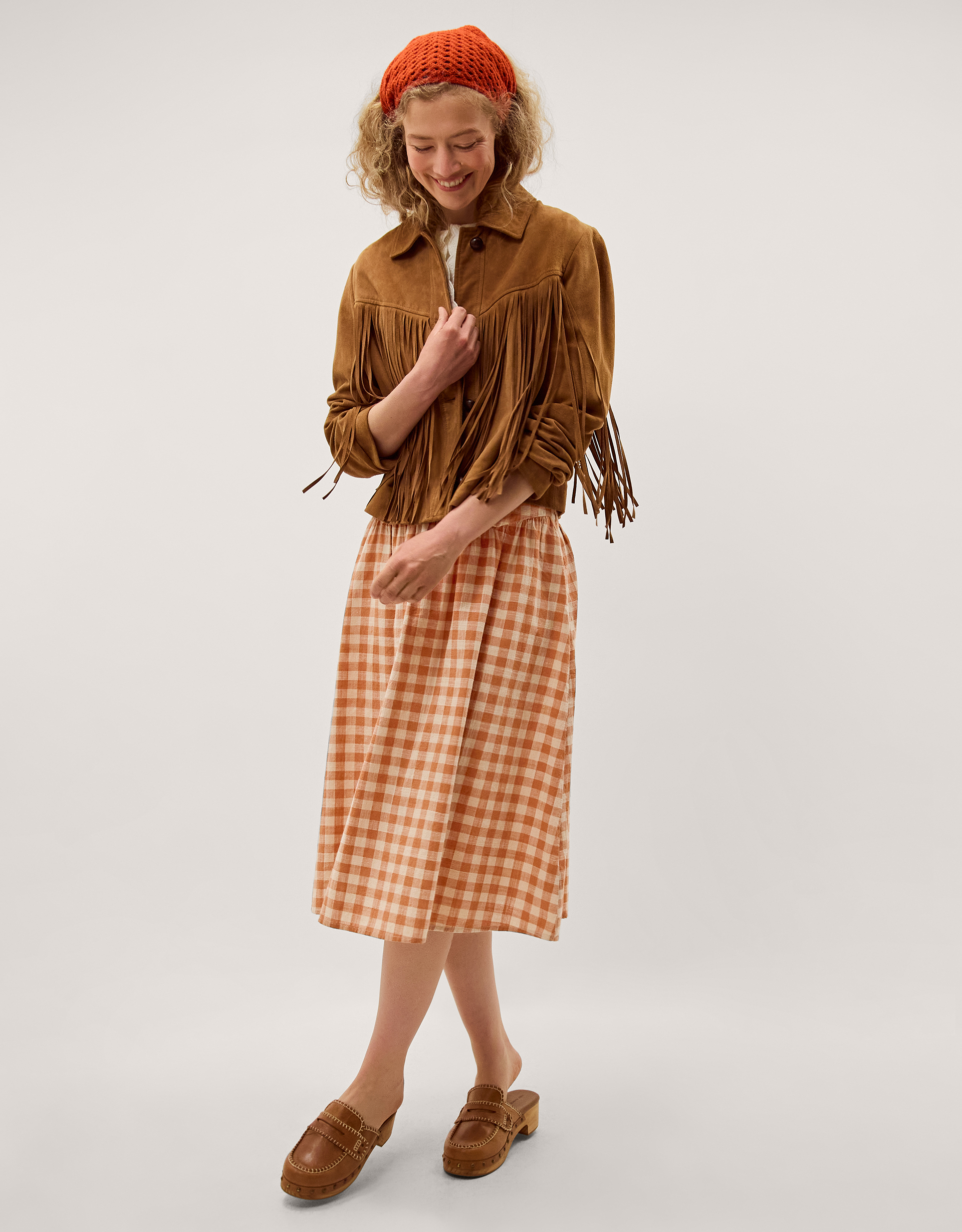 Monsoon Hattie Gingham Midi Skirt, view 5