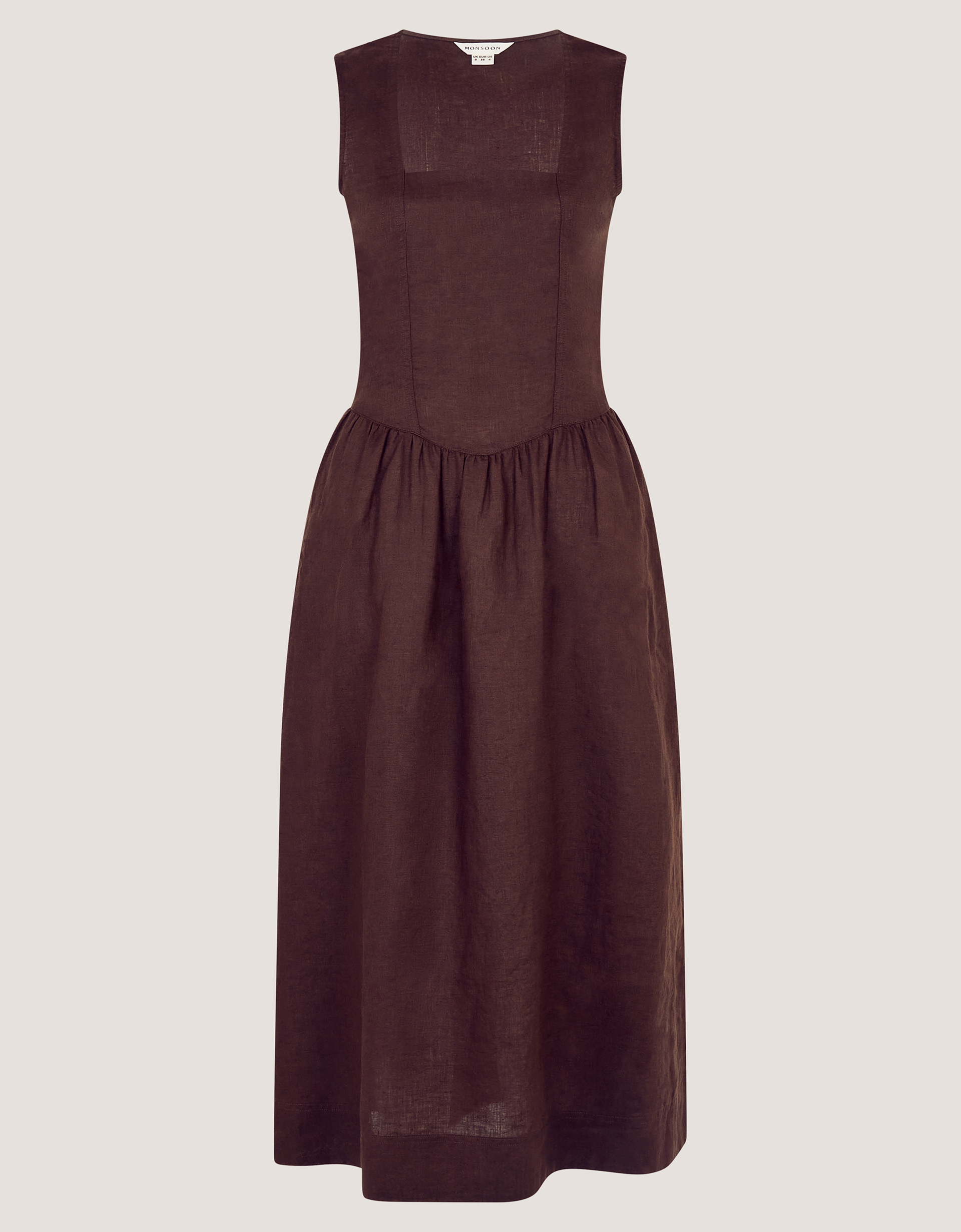 Monsoon Lily Square Neck Linen Midi Dress, view 6