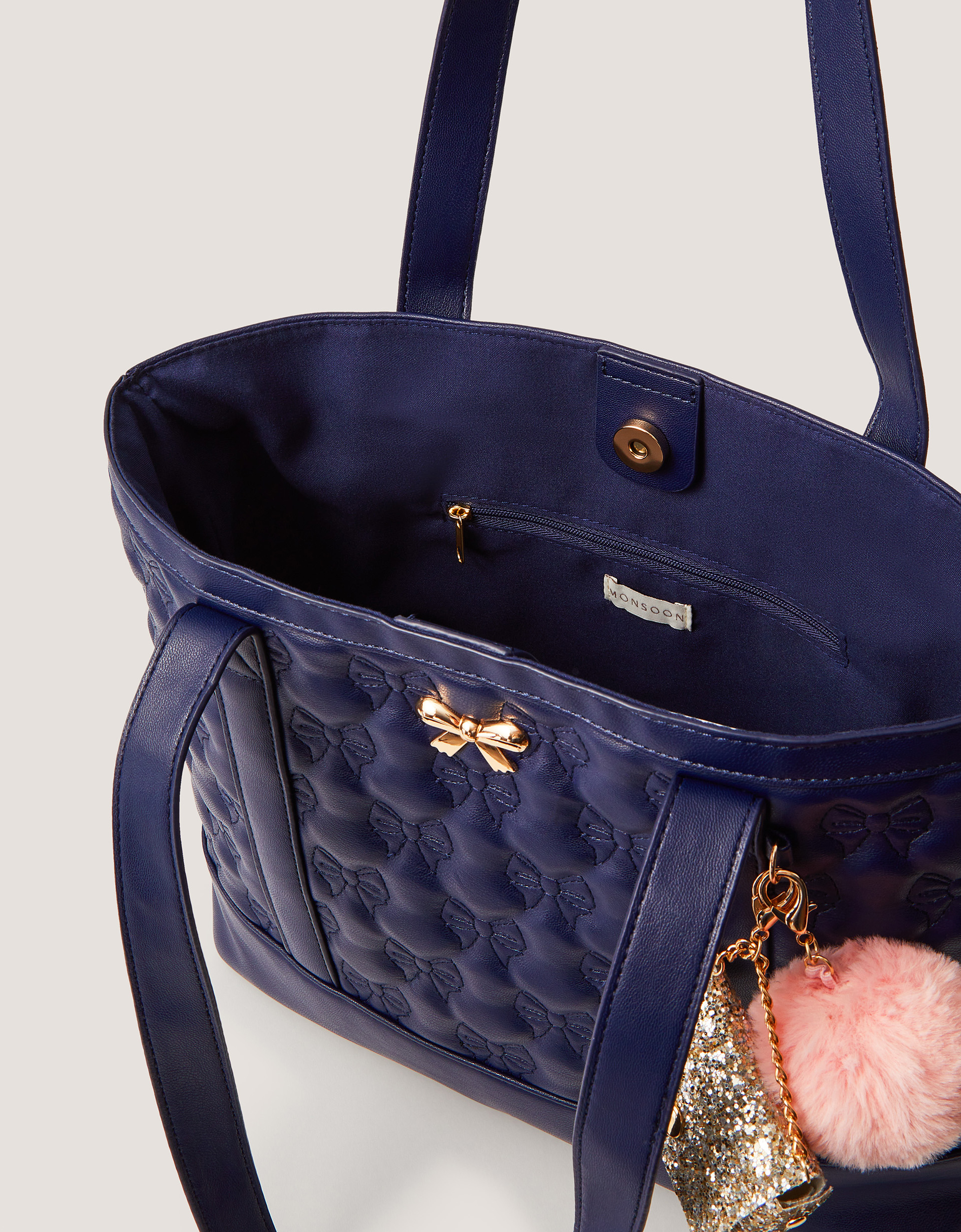 Monsoon Bow Quilted School Tote Bag, view 3