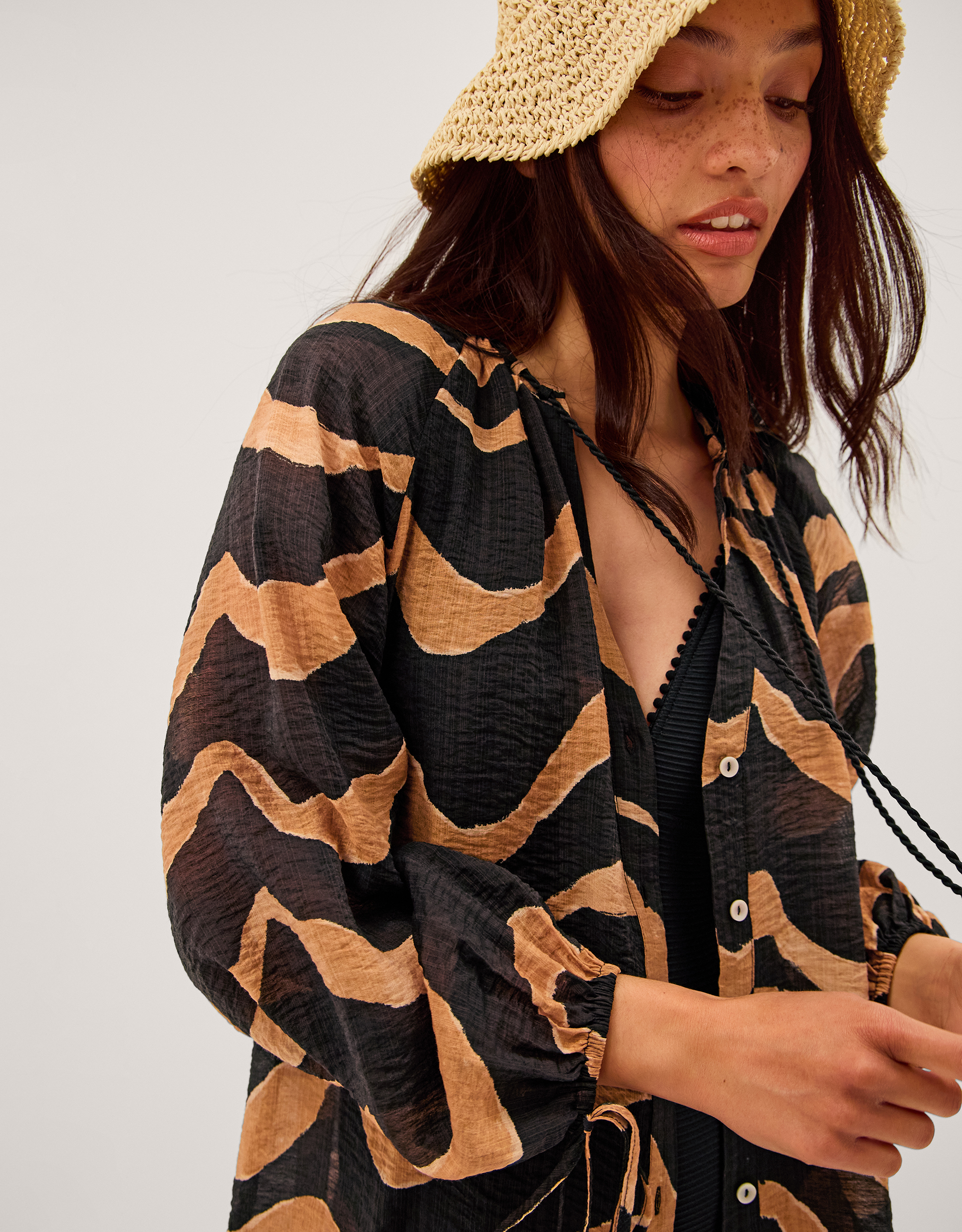 Monsoon Zahara Abstract Stripe Print Blouse