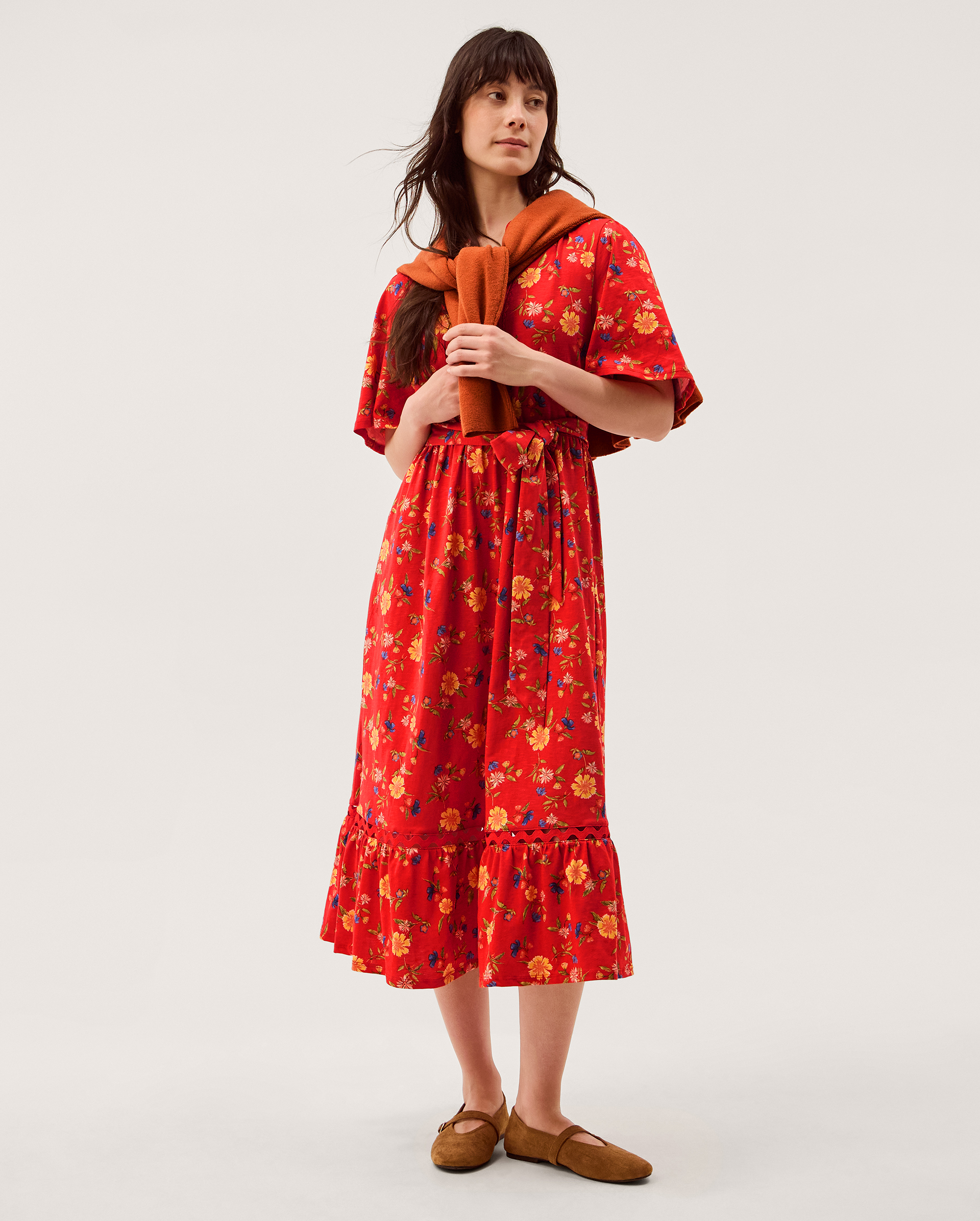 Monsoon Libby Floral Jersey Midi Dress, view 3