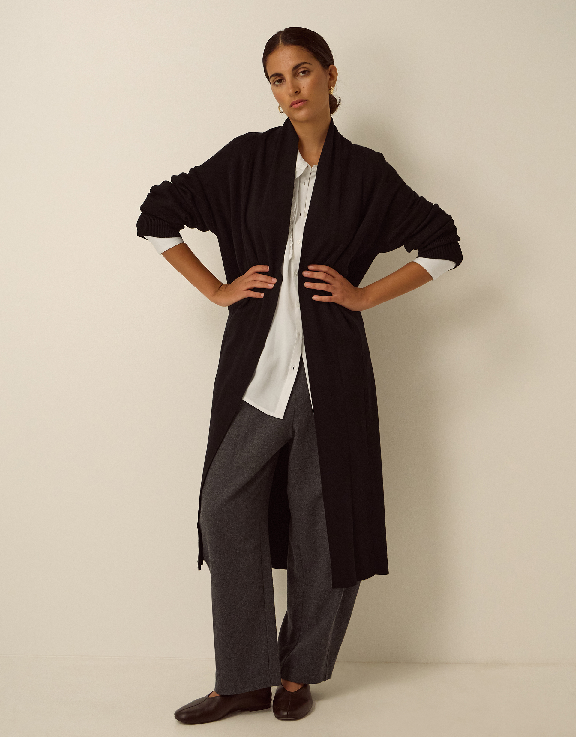 Monsoon Sadie Knit Longline Cardigan in Black