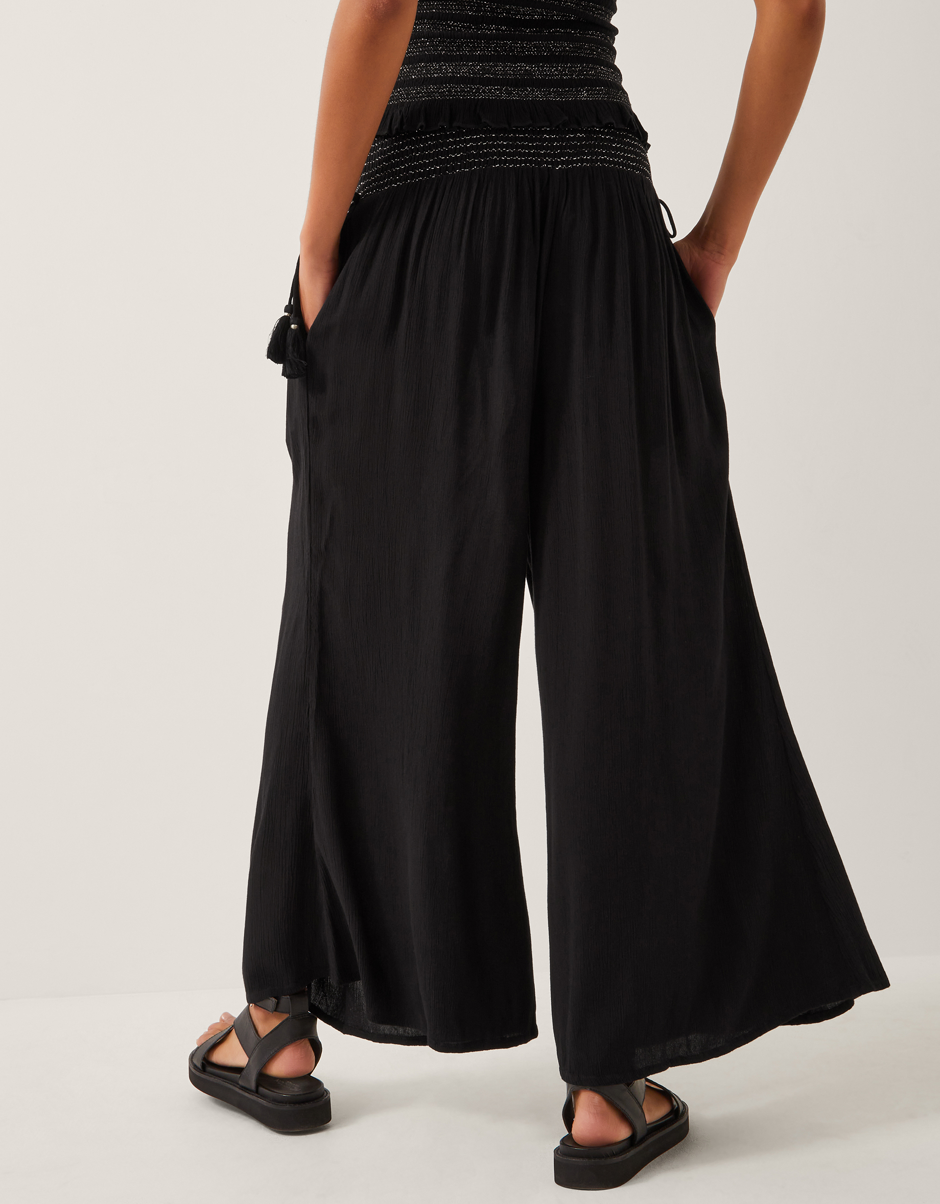Monsoon Heidi Shirred Wide Leg Trousers, view 4