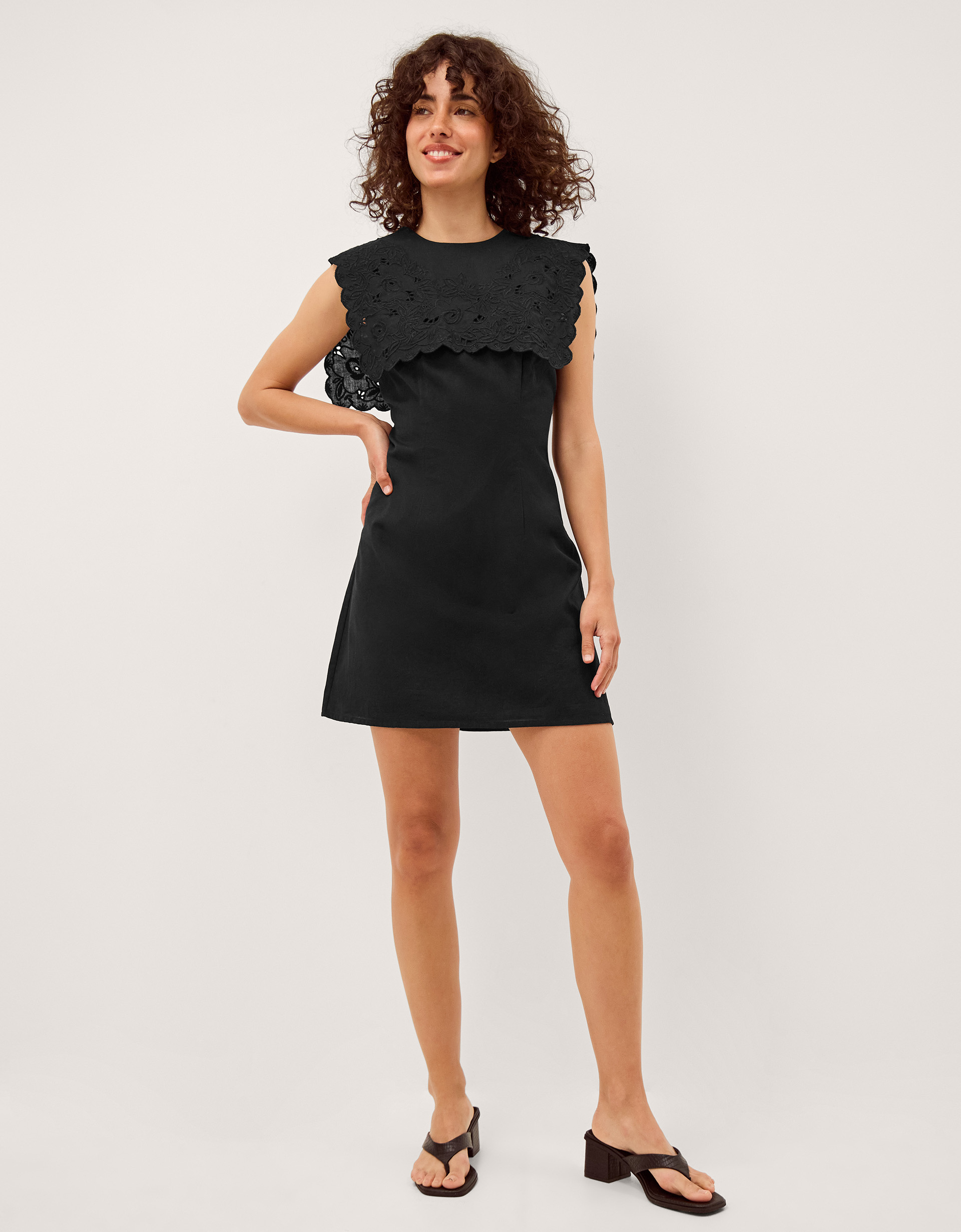 Monsoon Lexi Embroidered Bib Mini Dress