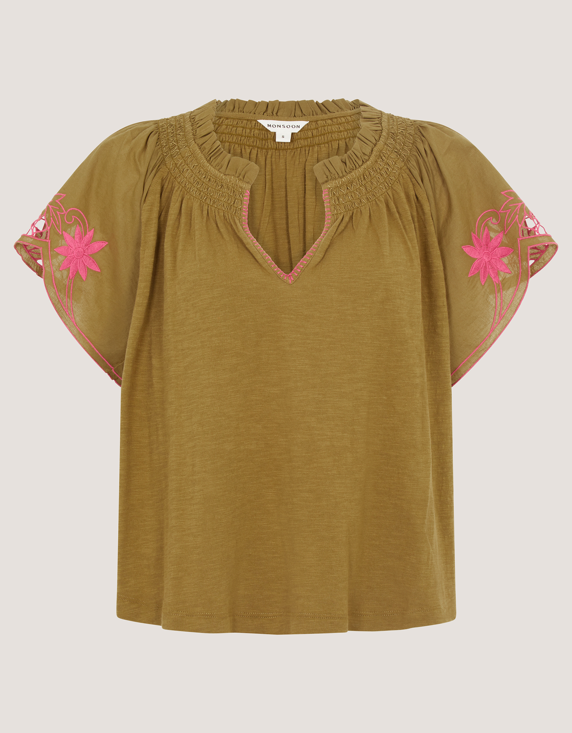 Monsoon Fiona Embroidered Cotton Top, view 5