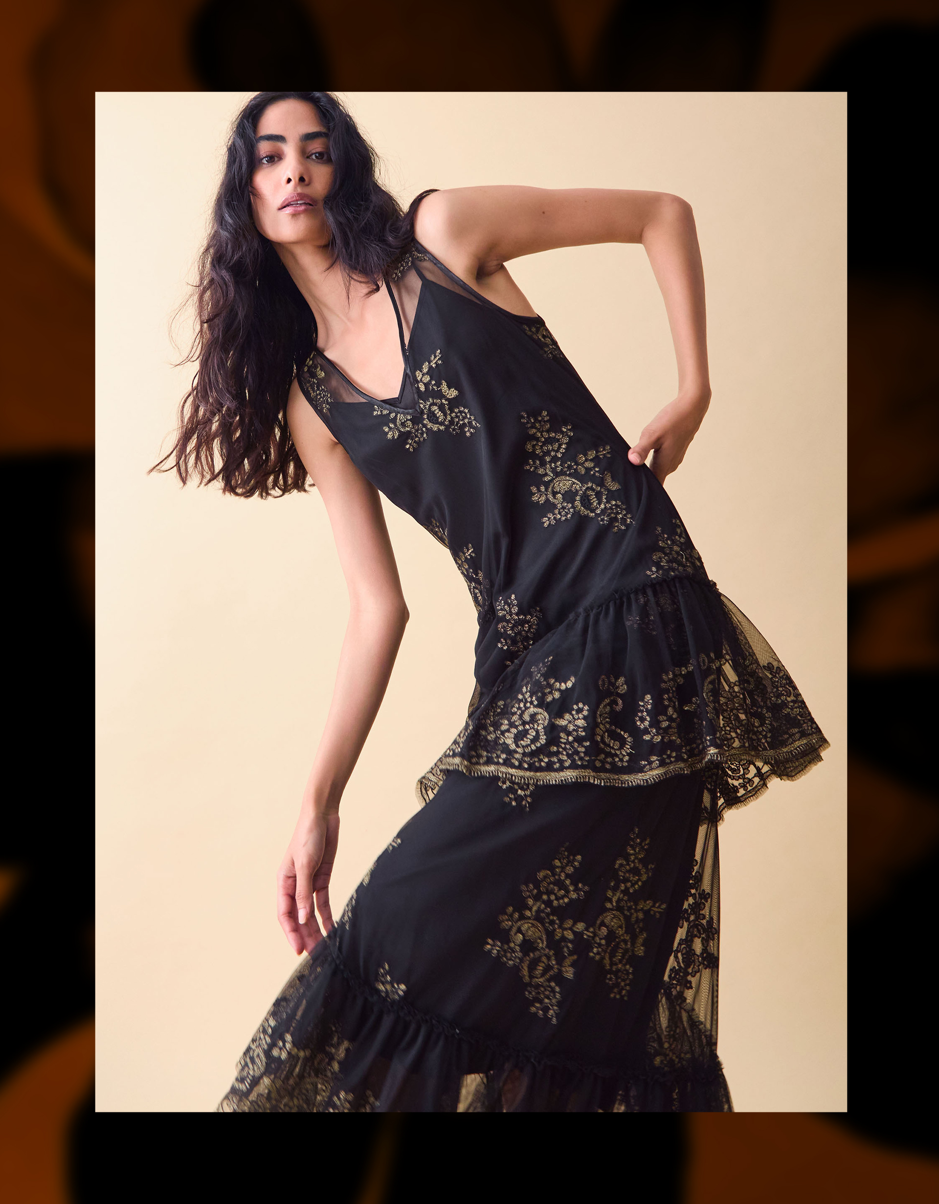 Monsoon Clemence Isabelle Embroidered Tiered Midi Dress