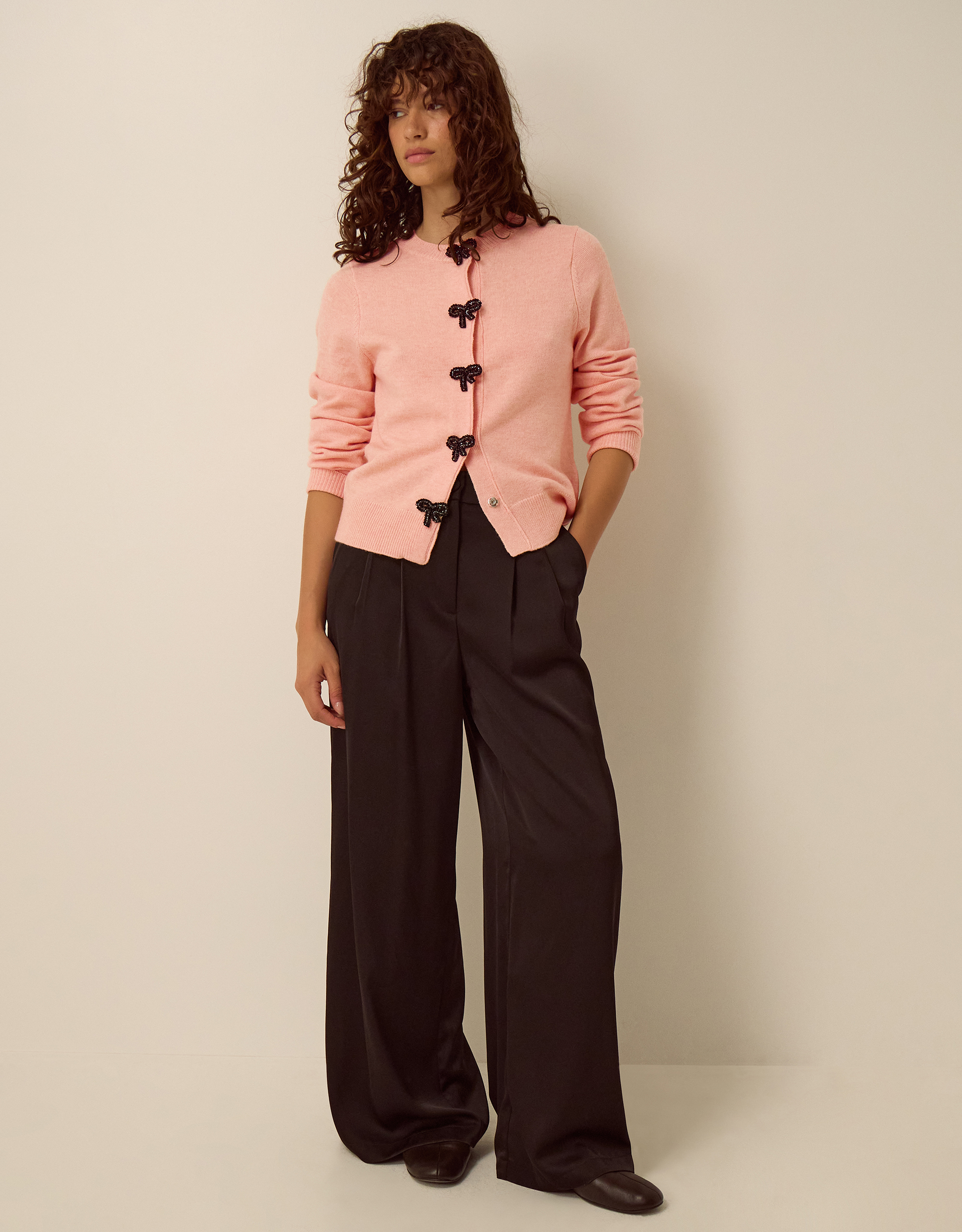 Monsoon Bonny Beaded Bow Cardigan, view 4