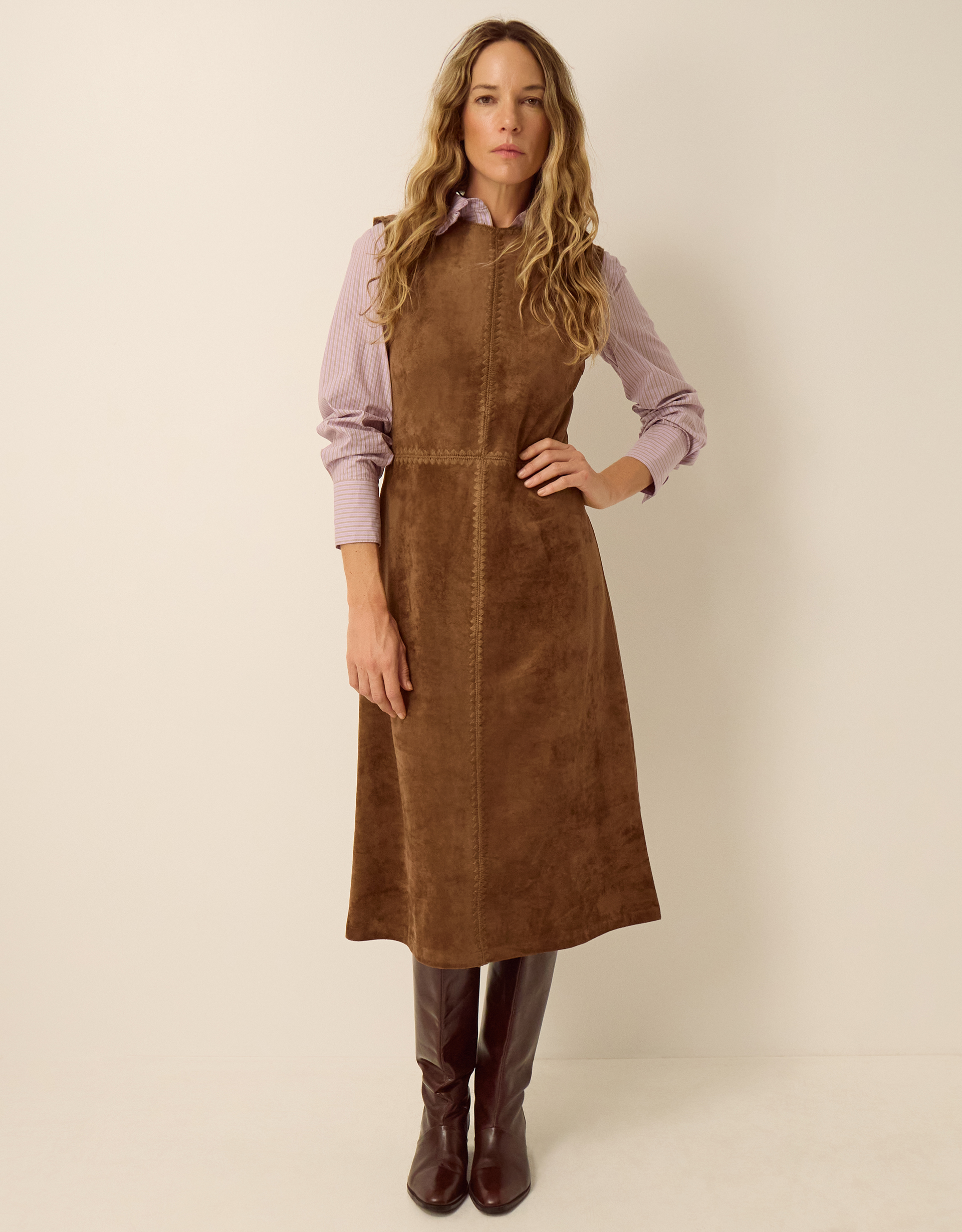 Monsoon Josie Sleeveless Faux Suede Midi Dress