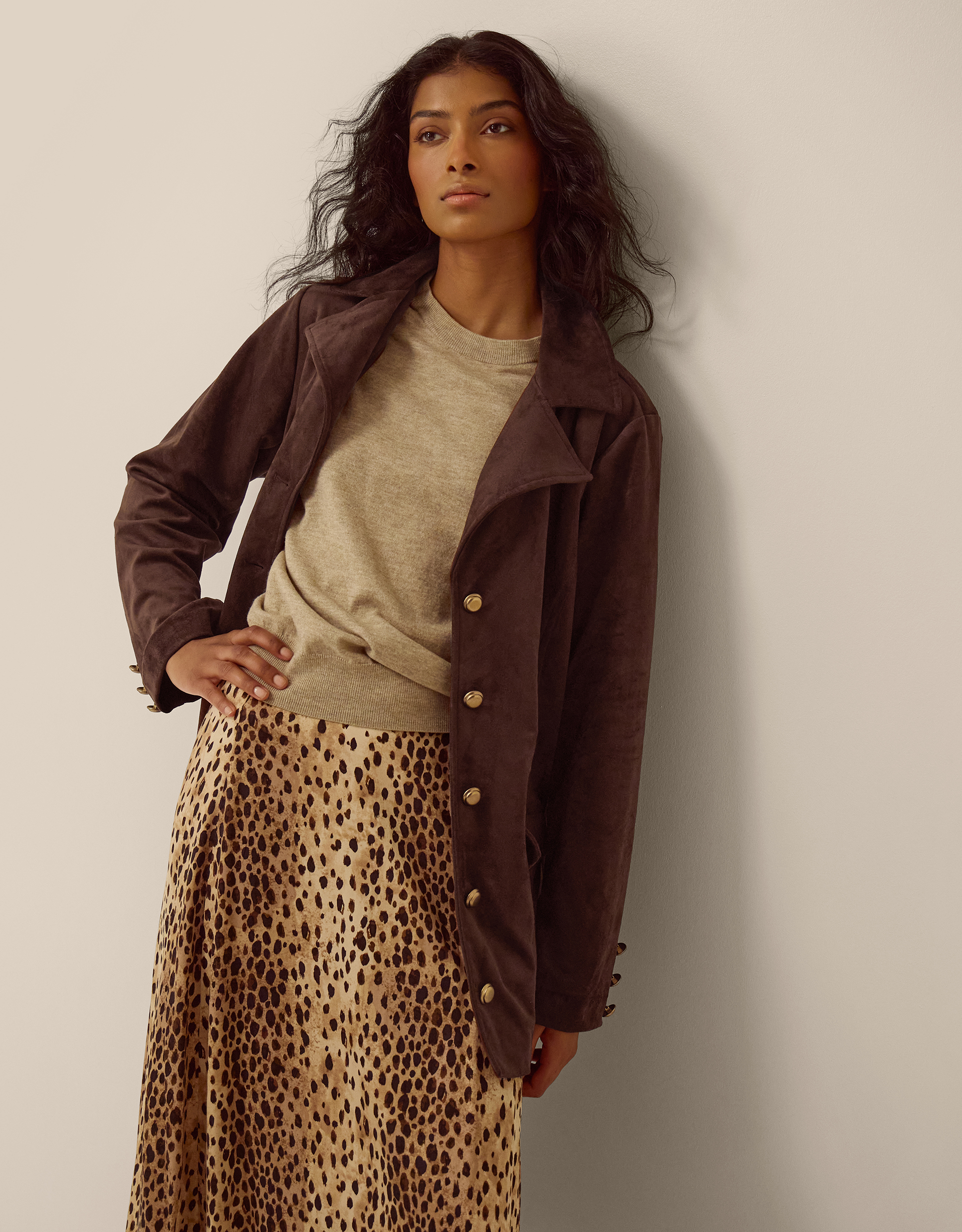 Monsoon Eva Faux Suede Longline Jacket, view 5