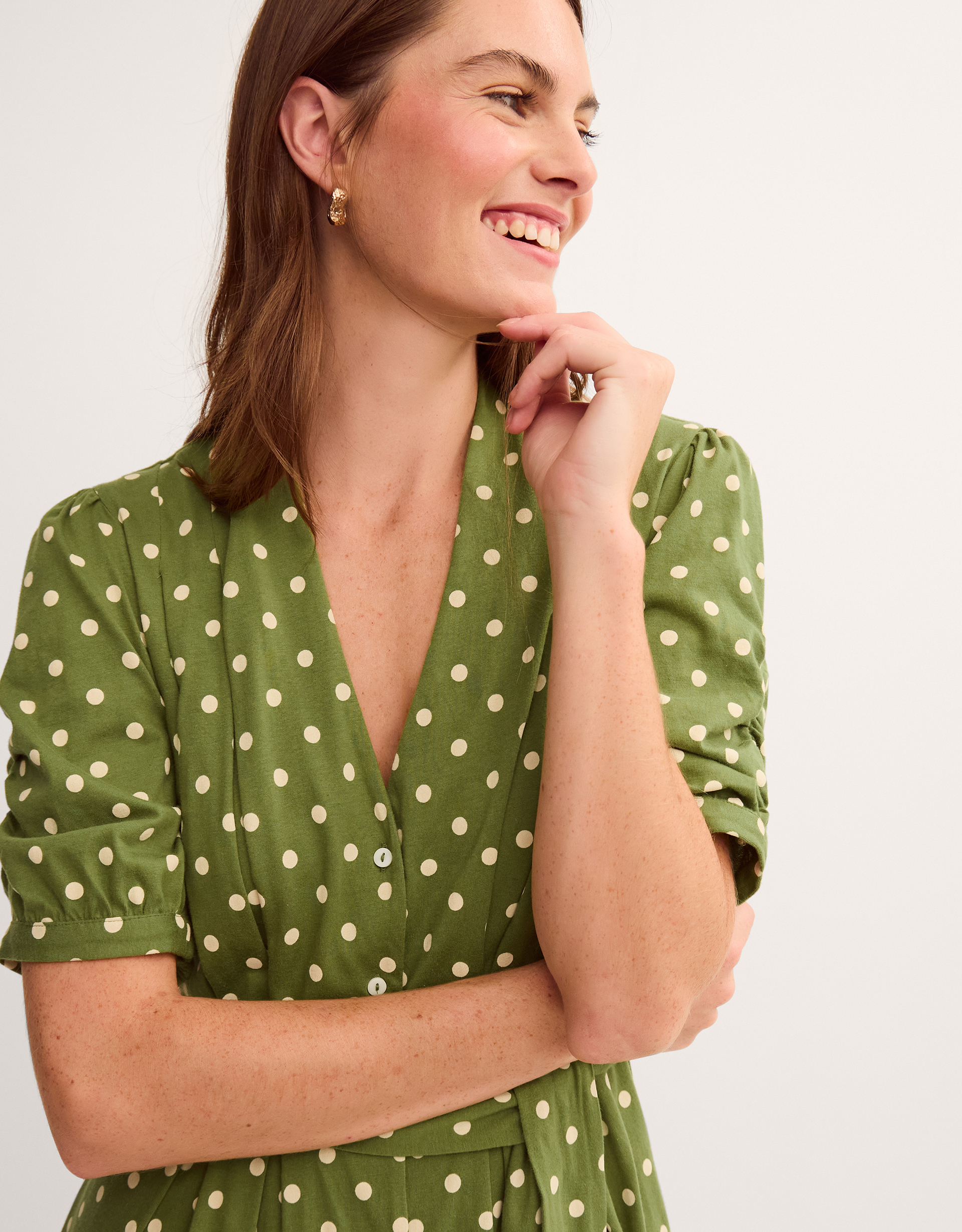 Monsoon Kasey Polka Dot Jersey Midi Dress, view 2
