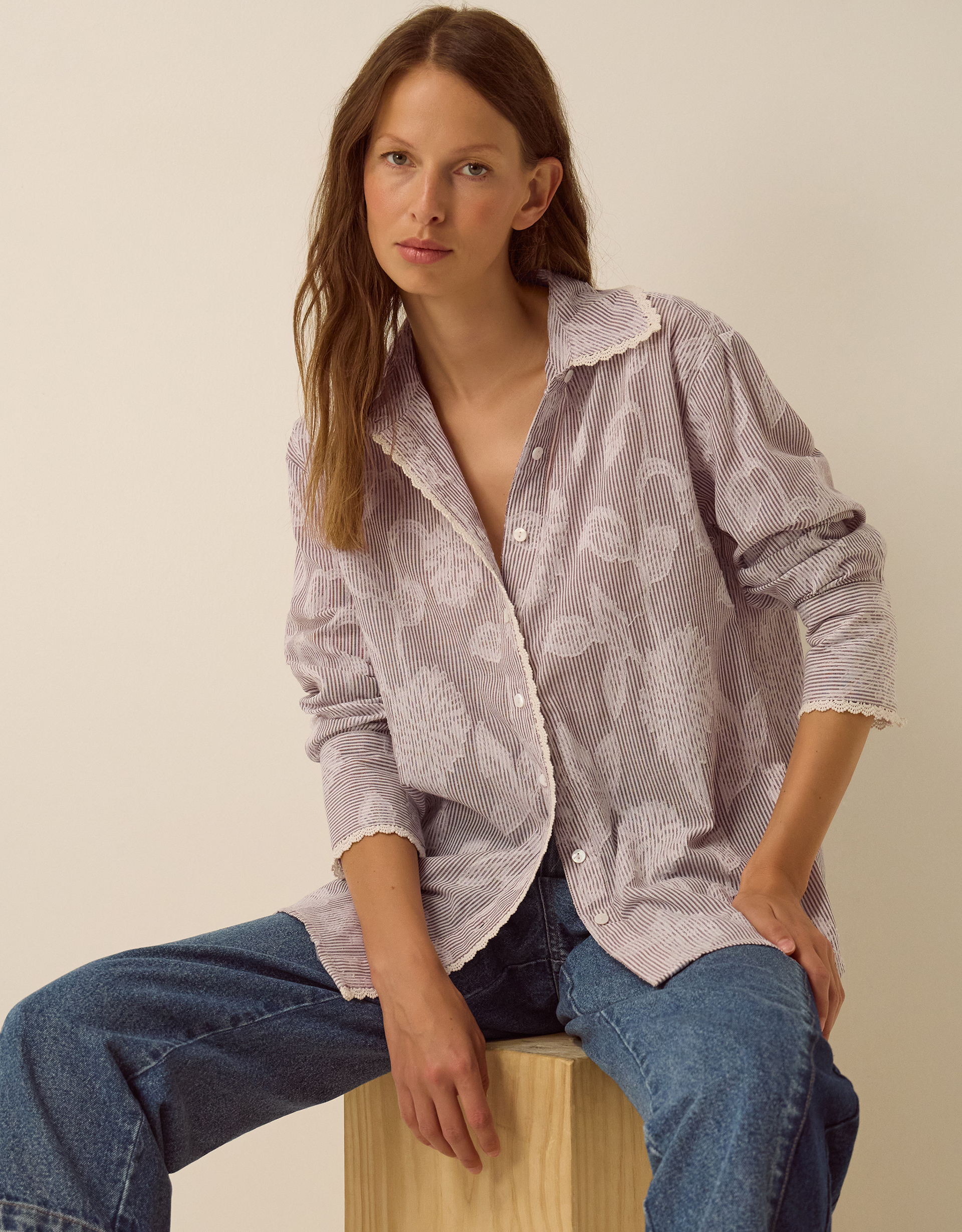 Monsoon Ariella Jacquard Stripe Shirt, view 5