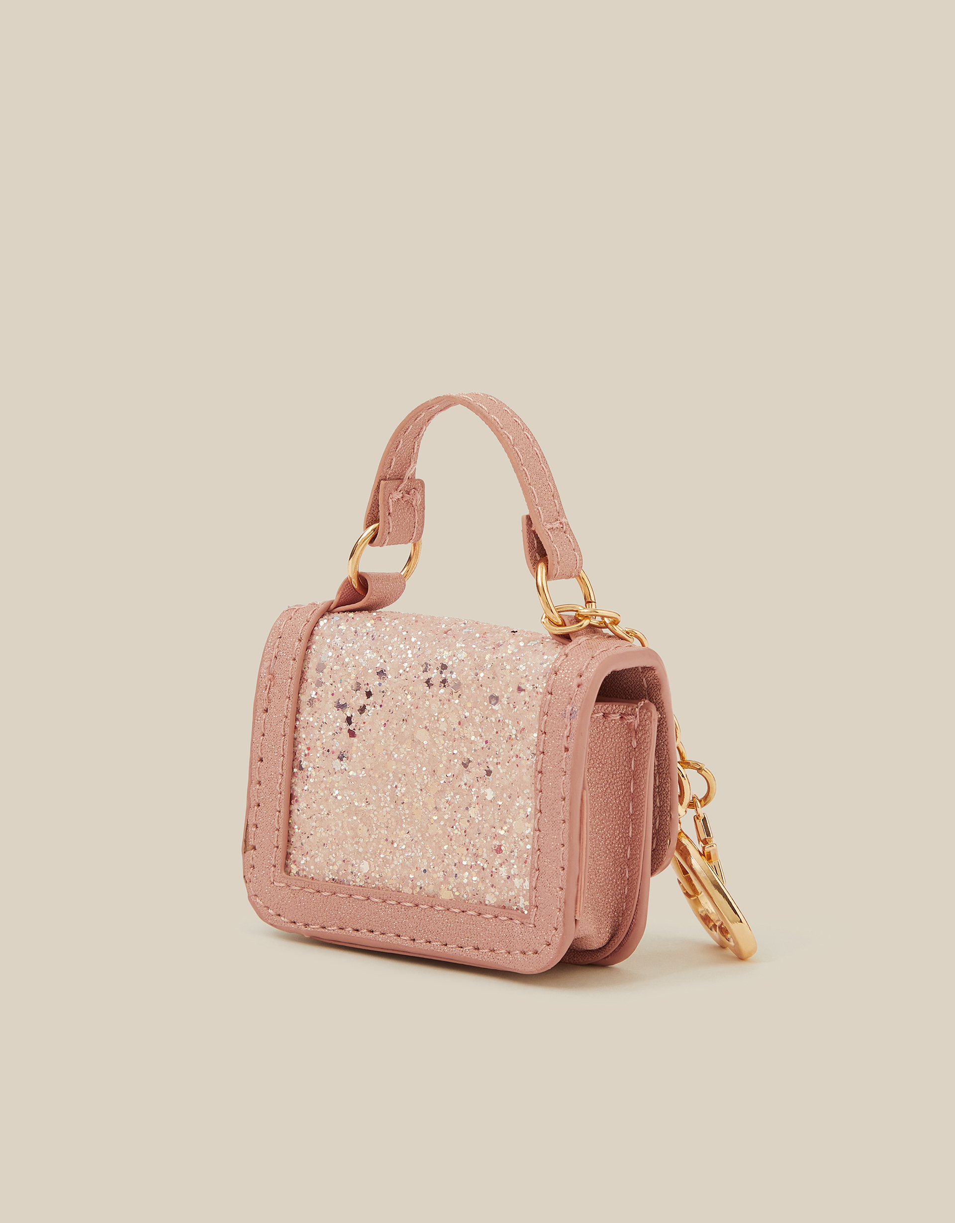 Monsoon Mini Bag Charm in Pink, view 2