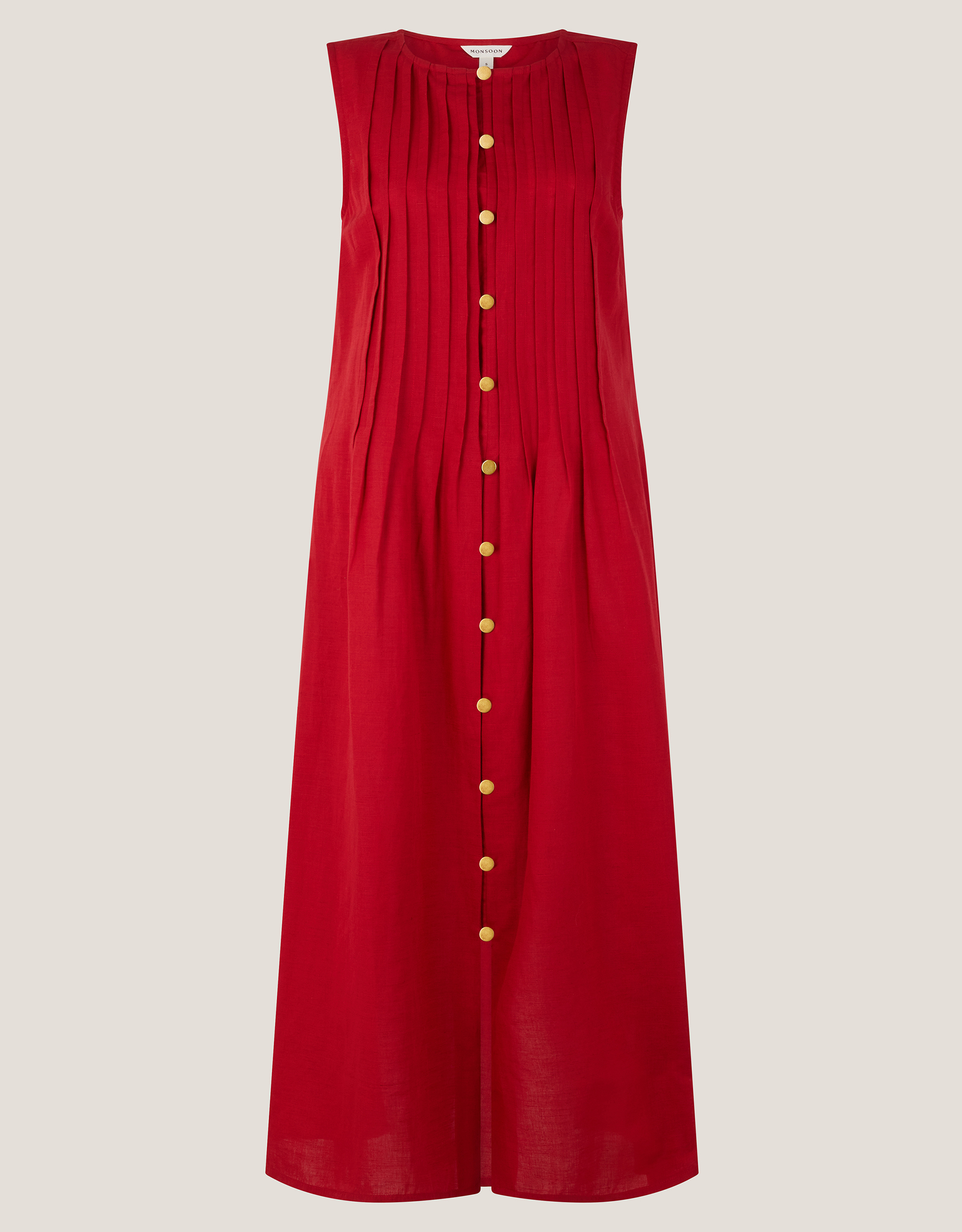 Monsoon Monica Linen Blend Pleated Midi Dress, view 5