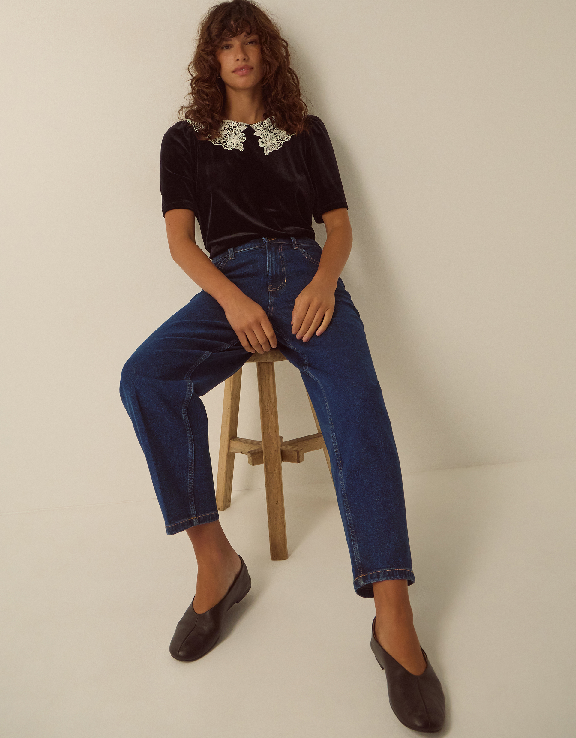 Monsoon Asha High Waisted Barrel Jeans, view 4