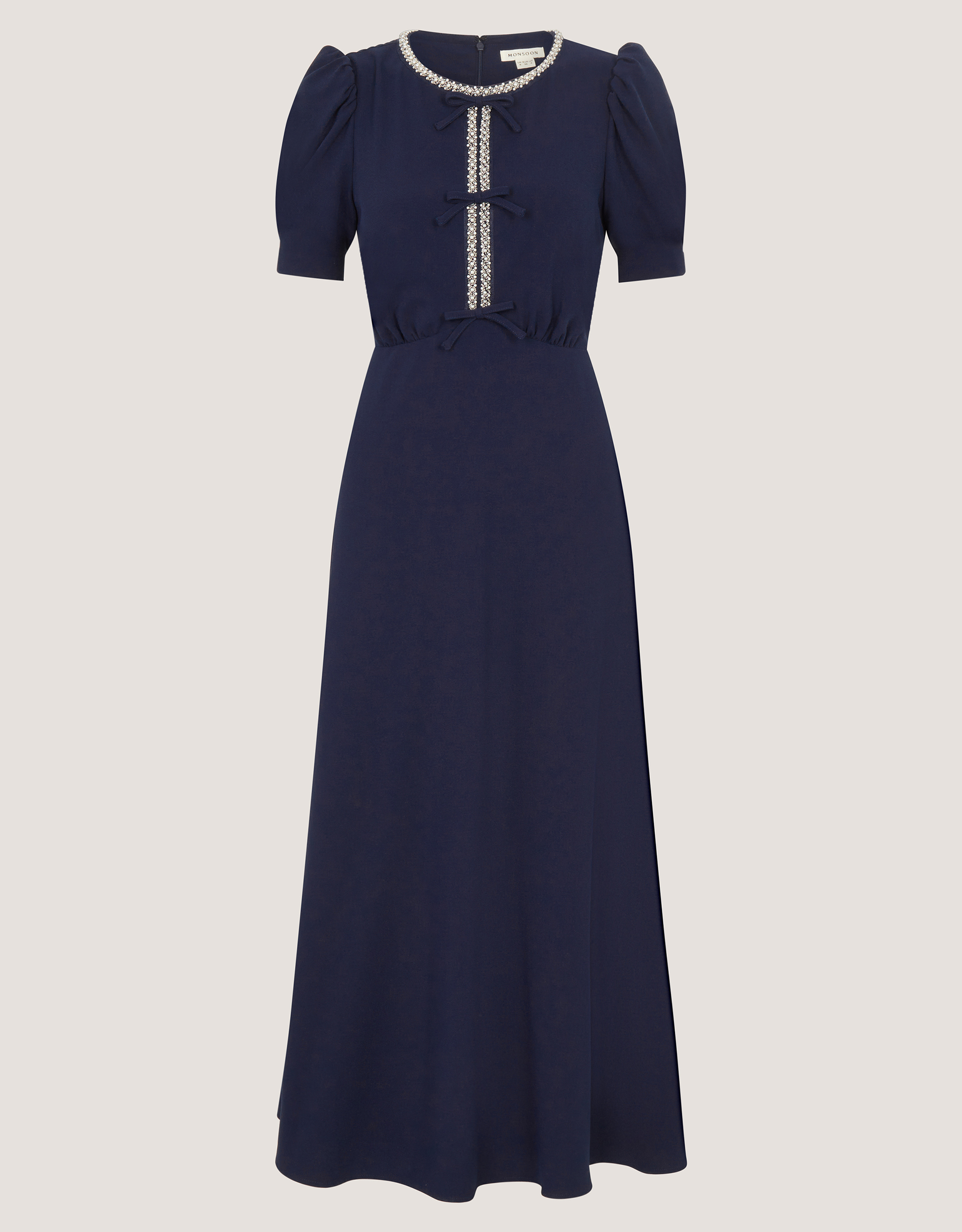 Monsoon Bonnie Bow Puff Sleeve Midi Dress, view 5