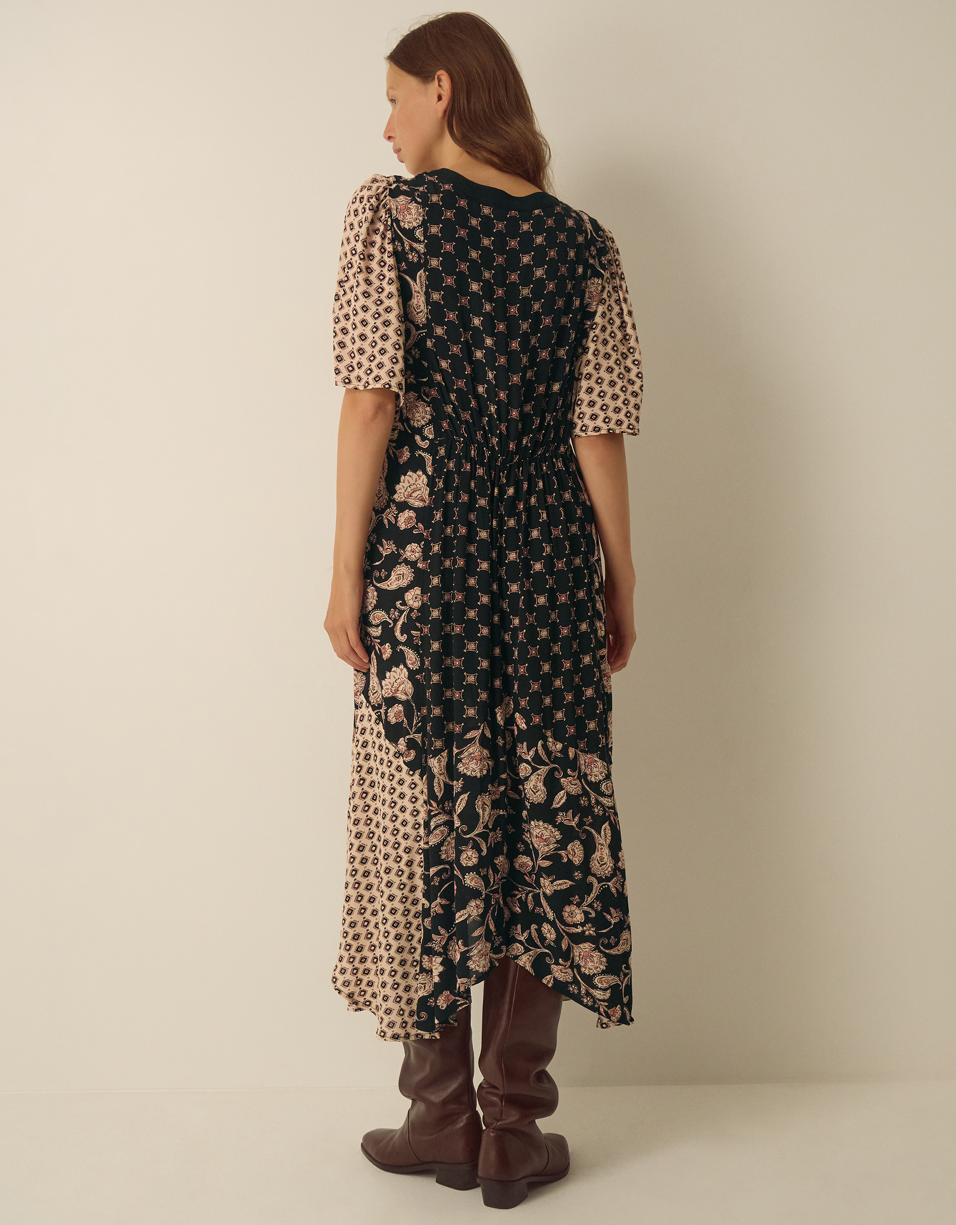 Monsoon Raquel Patchwork Floral Print Midi Dress, view 3