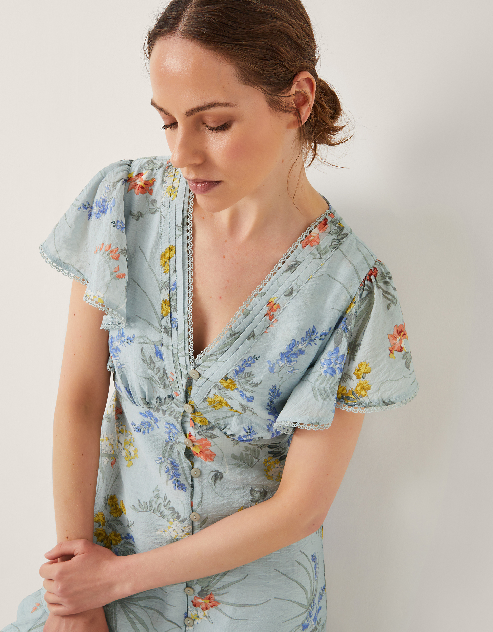 Monsoon Jesse V-Neck Floral Midi Dress